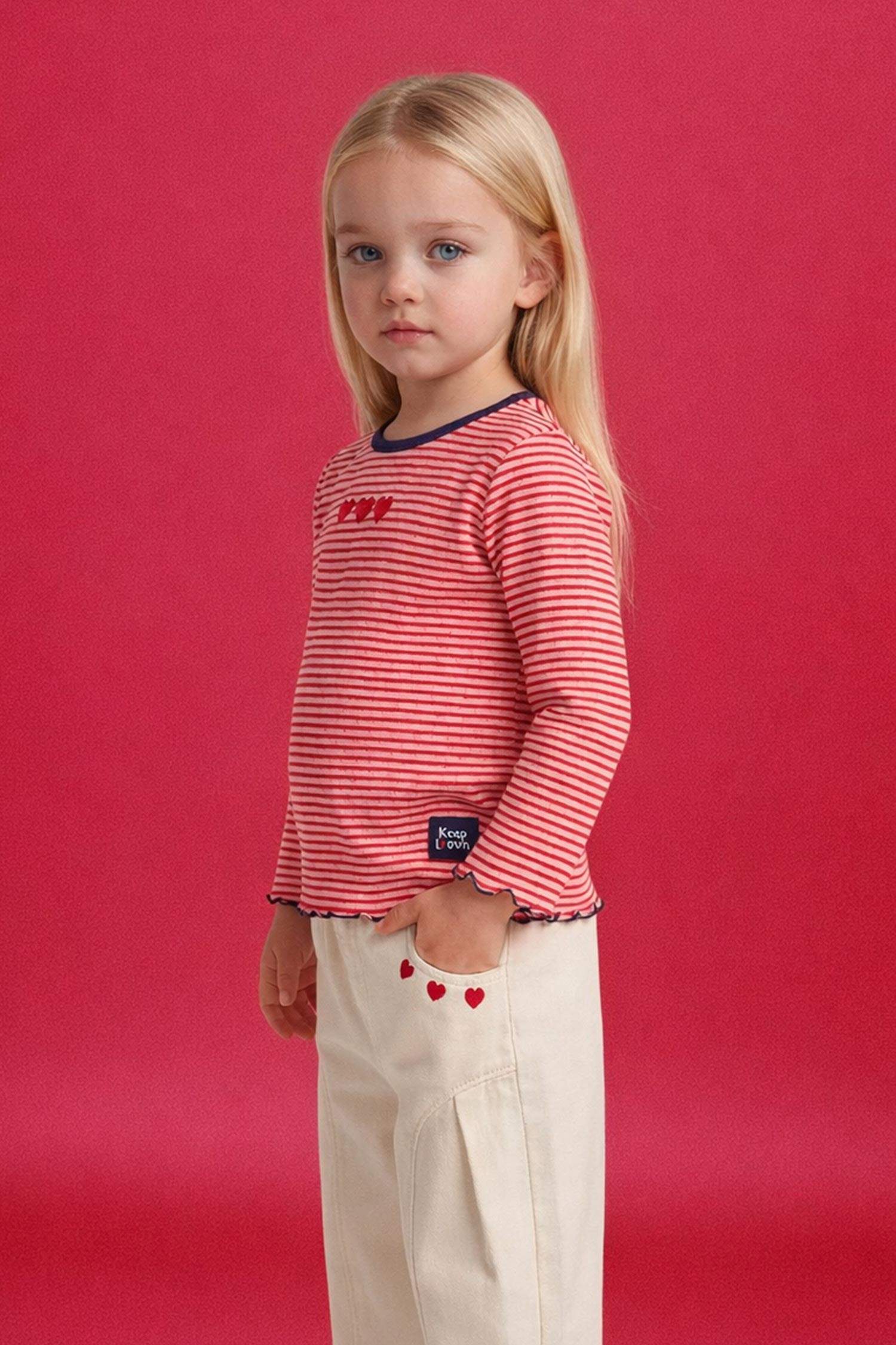 Baby Girl Crew Neck Striped Long Sleeve T-Shirt