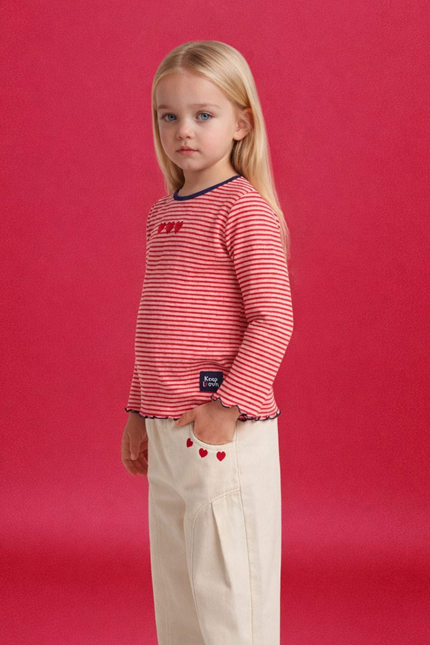 Baby Girl Crew Neck Striped Long Sleeve T-Shirt