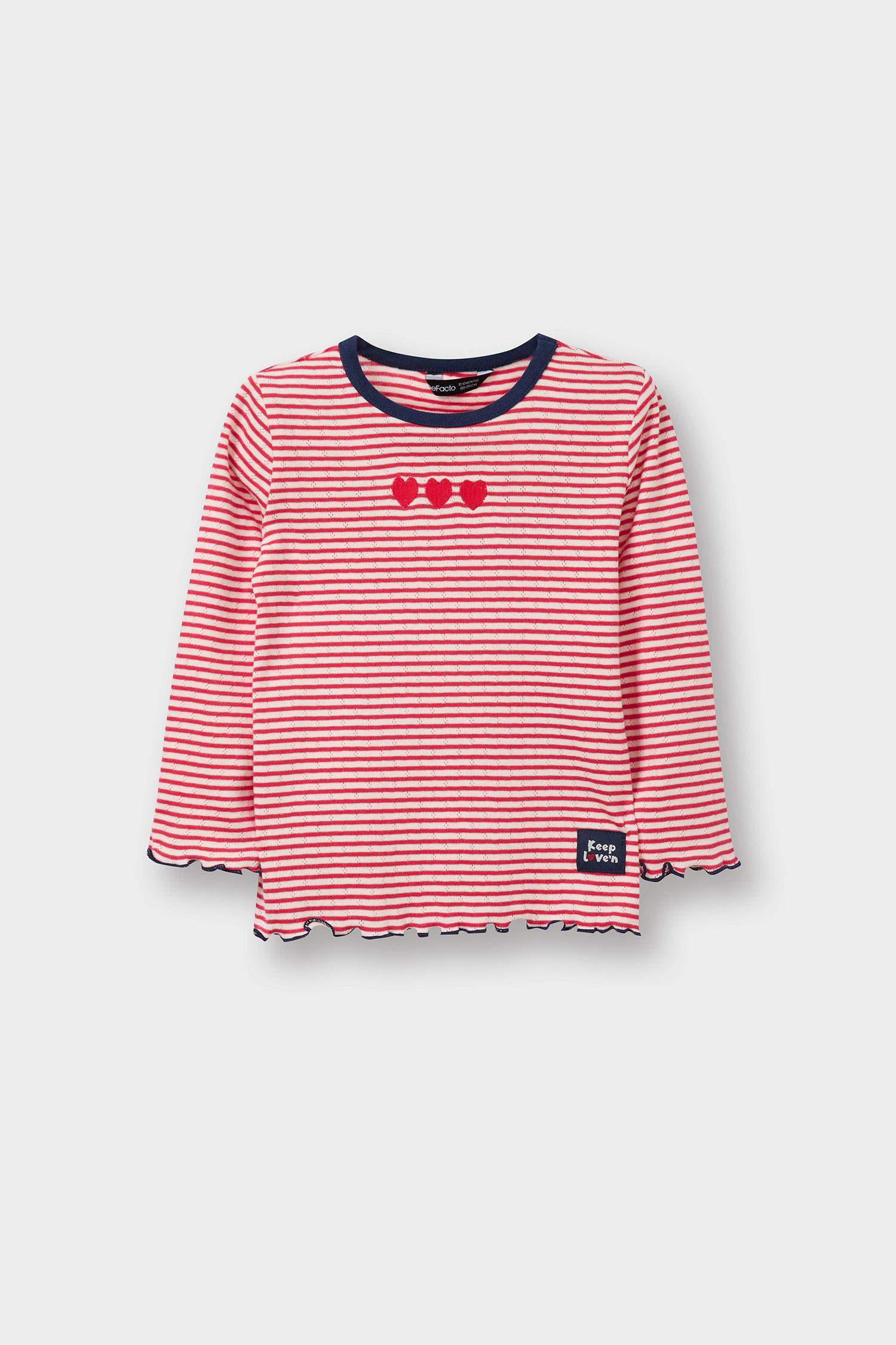 Baby Girl Crew Neck Striped Long Sleeve T-Shirt