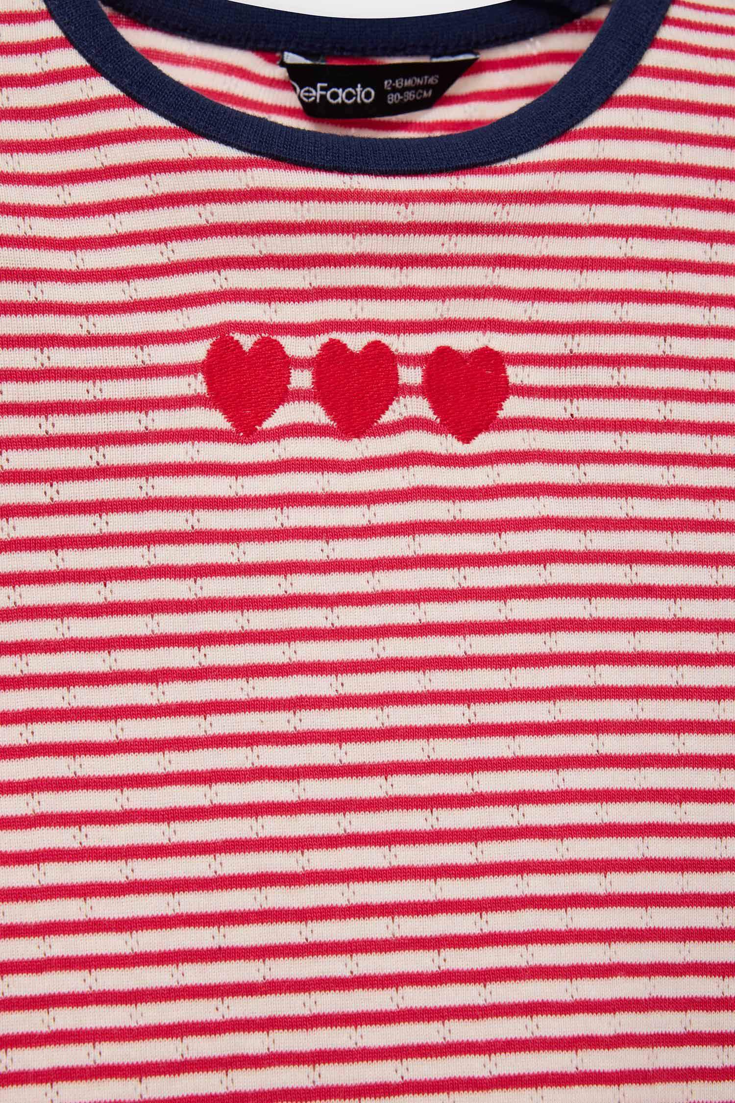 Baby Girl Crew Neck Striped Long Sleeve T-Shirt