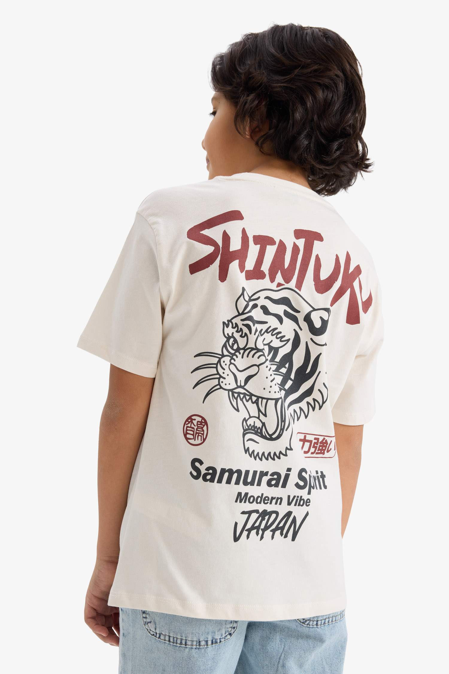 Erkek Çocuk Bisiklet Yaka Sırt Baskılı Kısa Kollu Tişört