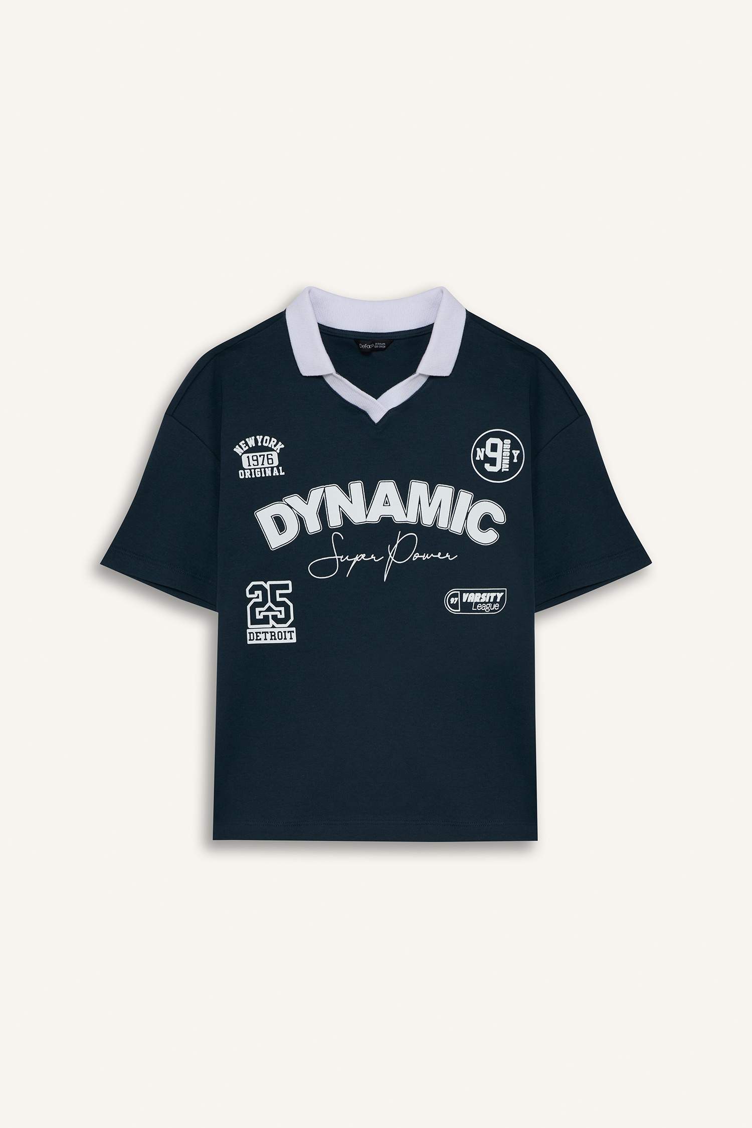 Футболка поло Oversize с апаш воротником и надписью для мальчиков