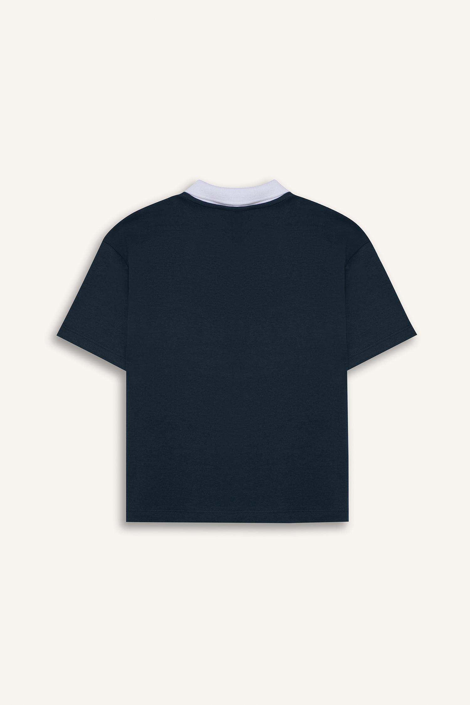 تيشيرت بولو نص ردن بطبعة شعار اوفر سايز وياخة عالية