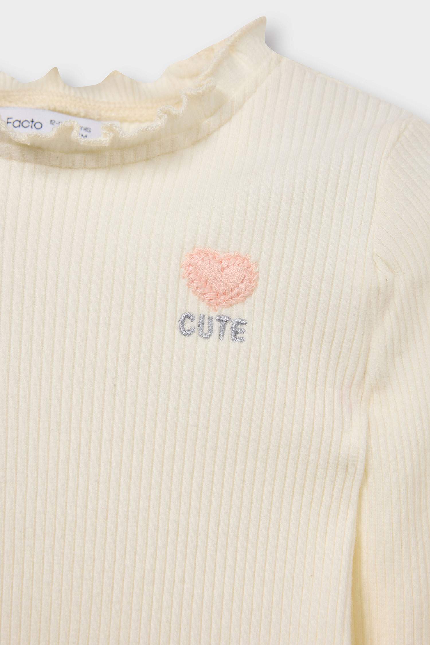 Kız Bebek Fırfırlı Yaka Fitilli Kaşkorse Uzun Kollu Tişört