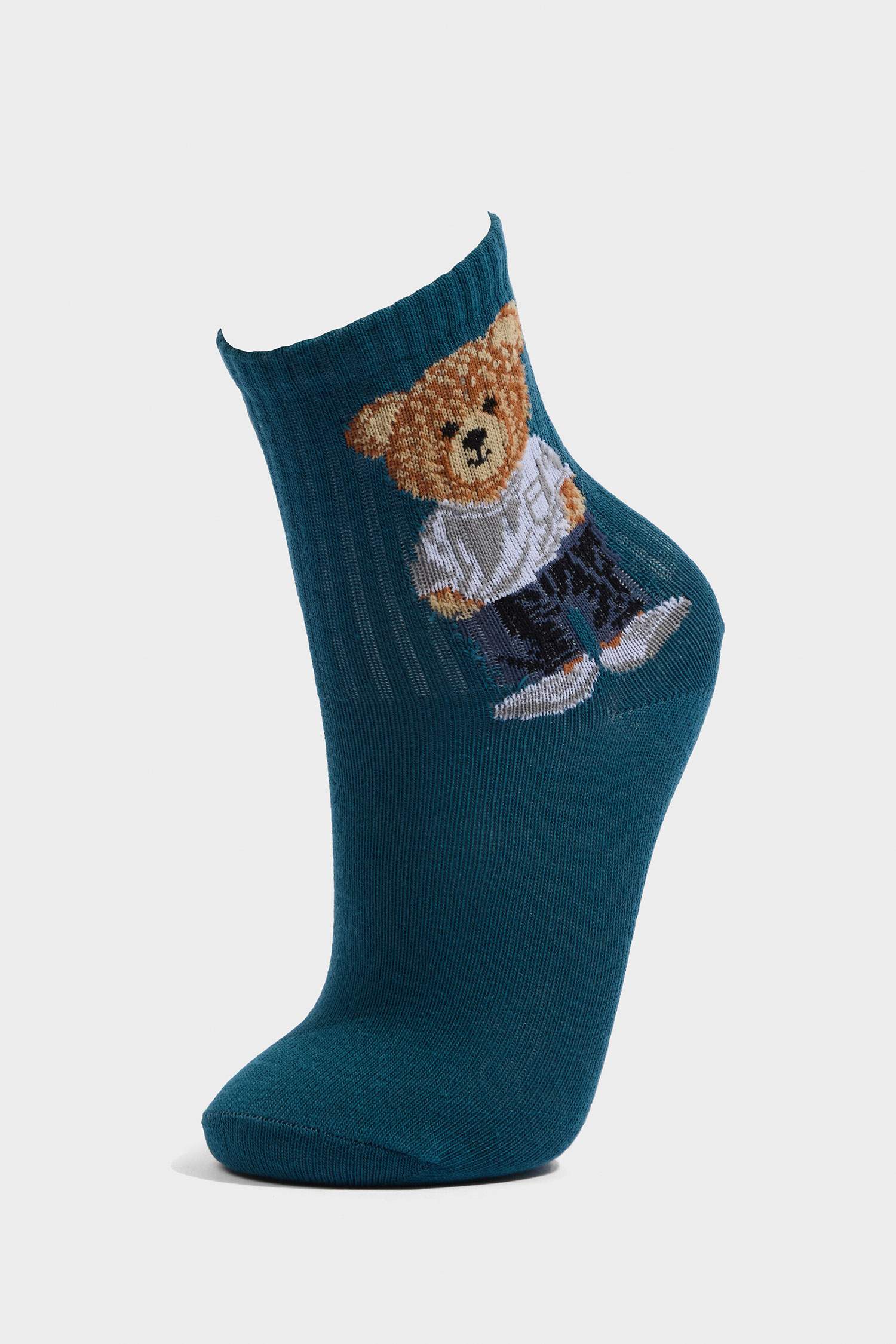 Erkek Çocuk Ayı Baskılı 5'li Pamuklu Uzun Çorap