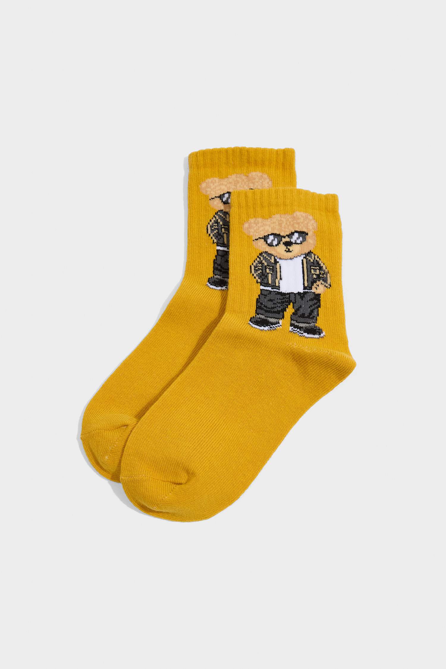 Erkek Çocuk Ayı Baskılı 5'li Pamuklu Uzun Çorap