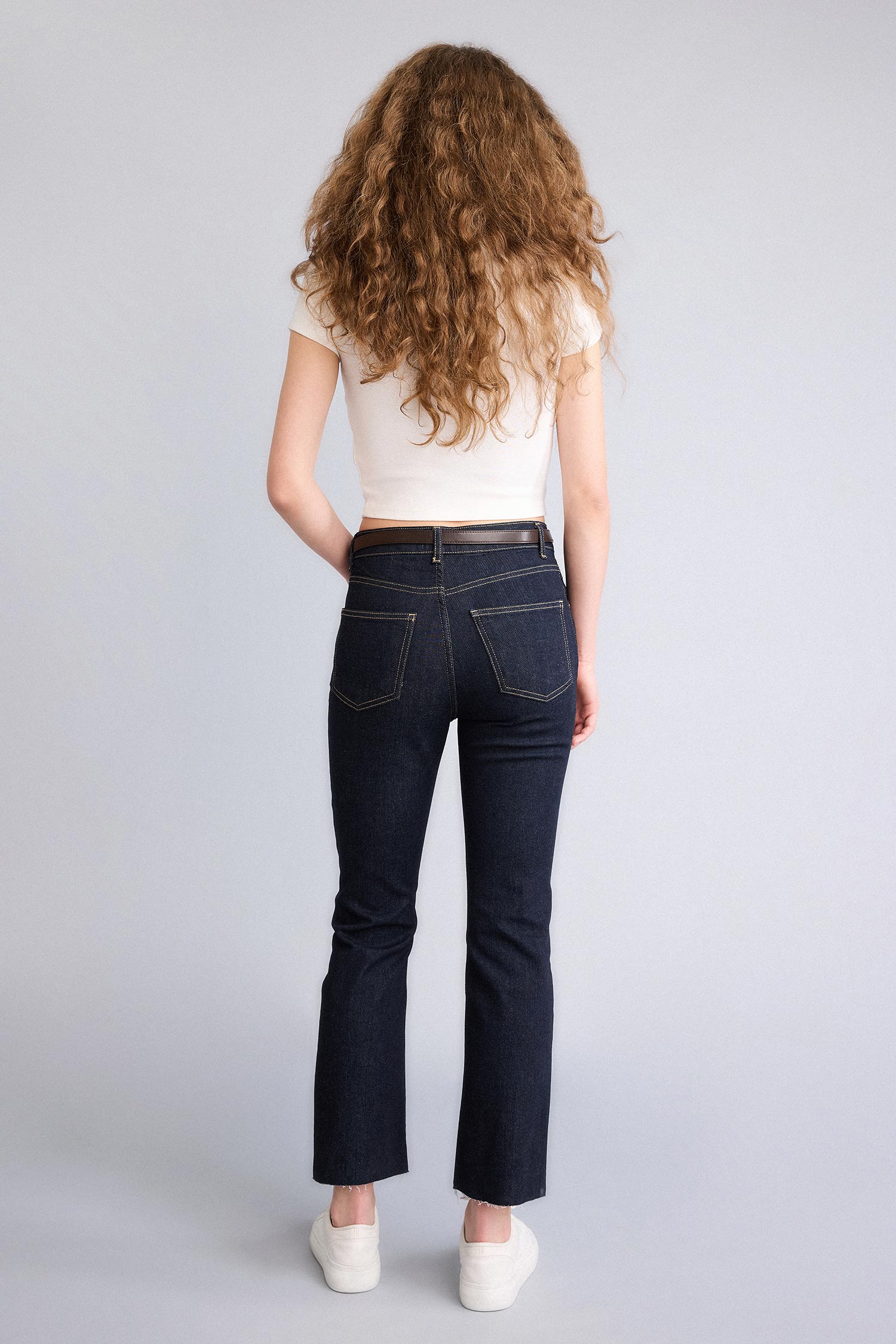 DeFacto Crop Flare Fıt Yüksek Bel Jean Pantolon görsel 5