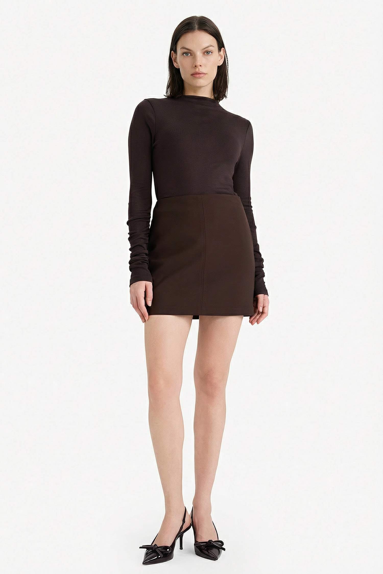 Slim Fit Dar Kesim Yarım Balıkçı Yaka Ribana Uzun Kollu Tişört