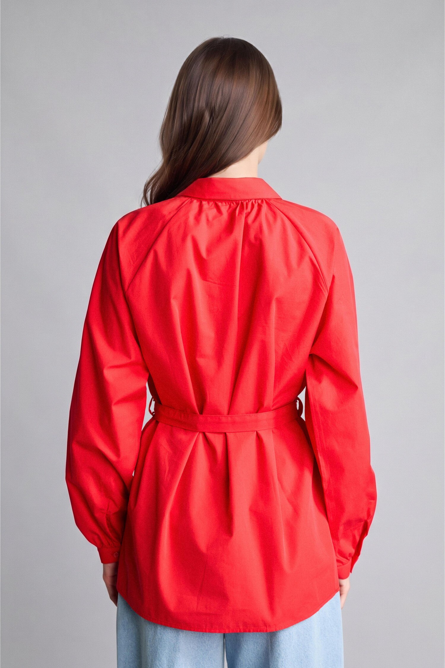 DeFacto %100 Pamuk Relaxed Fit Uzun Kollu Poplin Tunik görsel 5