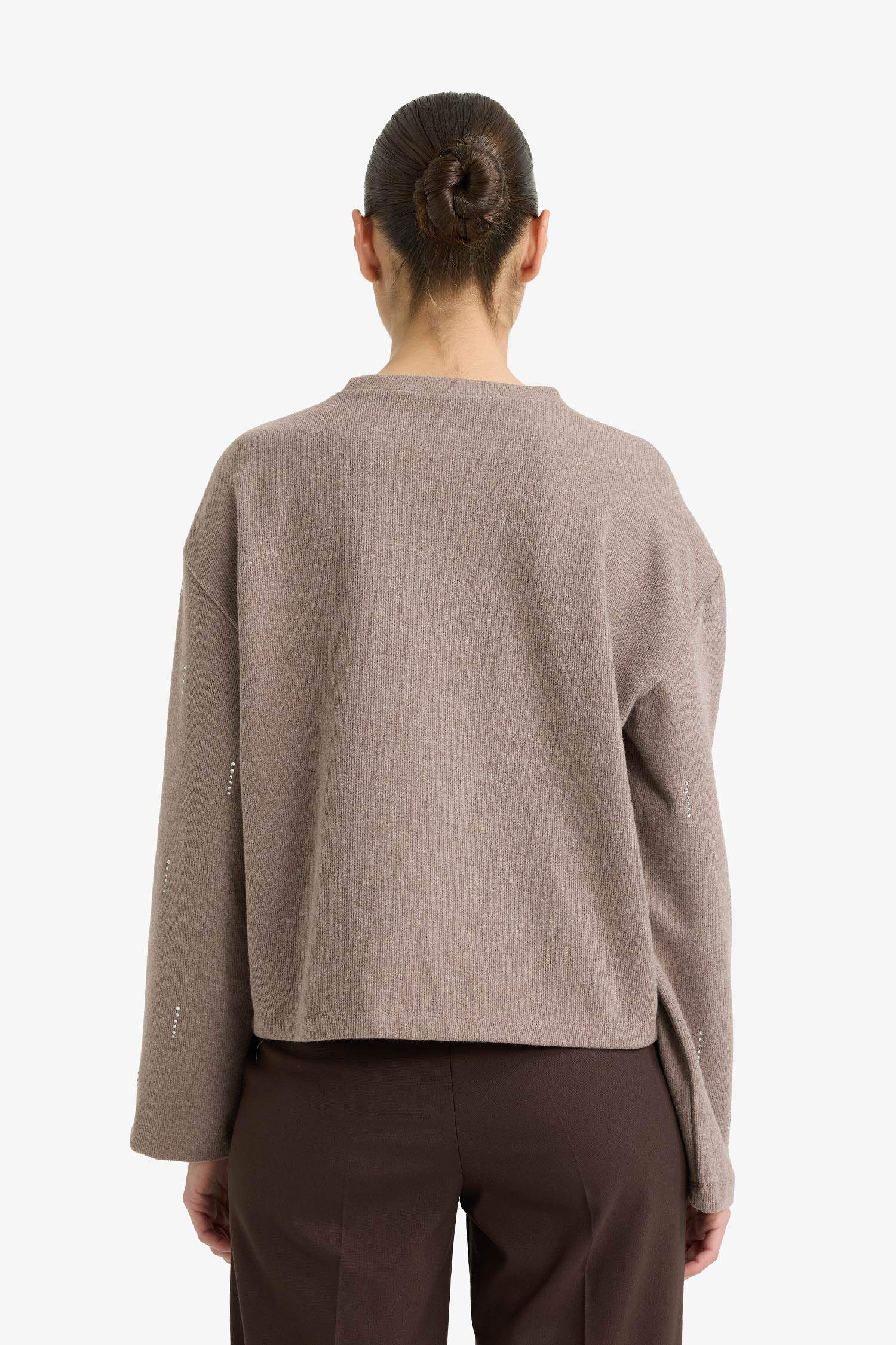 Relax Fit Bisiklet Yaka Uzun Kollu Tişört