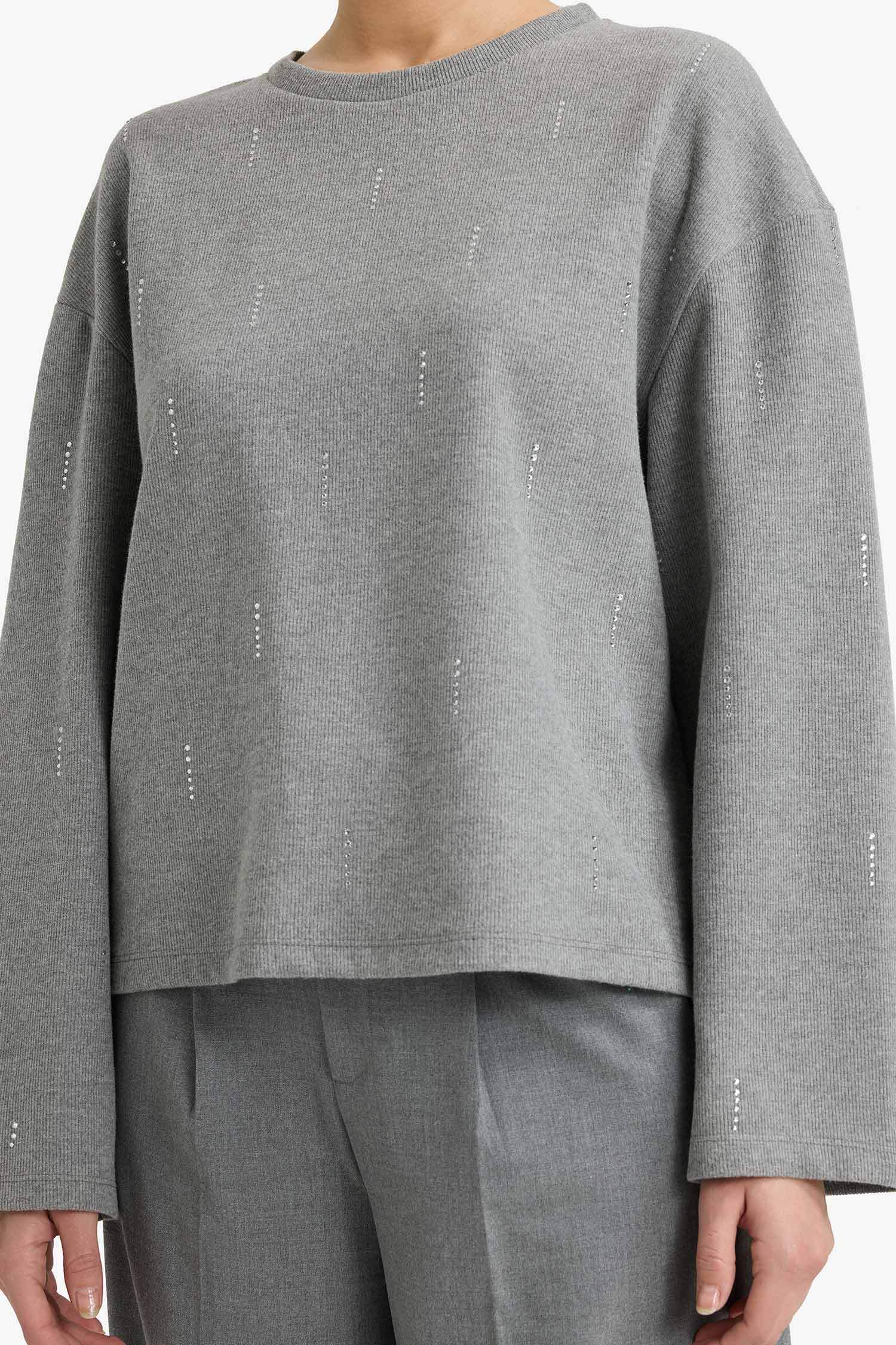 Relax Fit Bisiklet Yaka Uzun Kollu Tişört