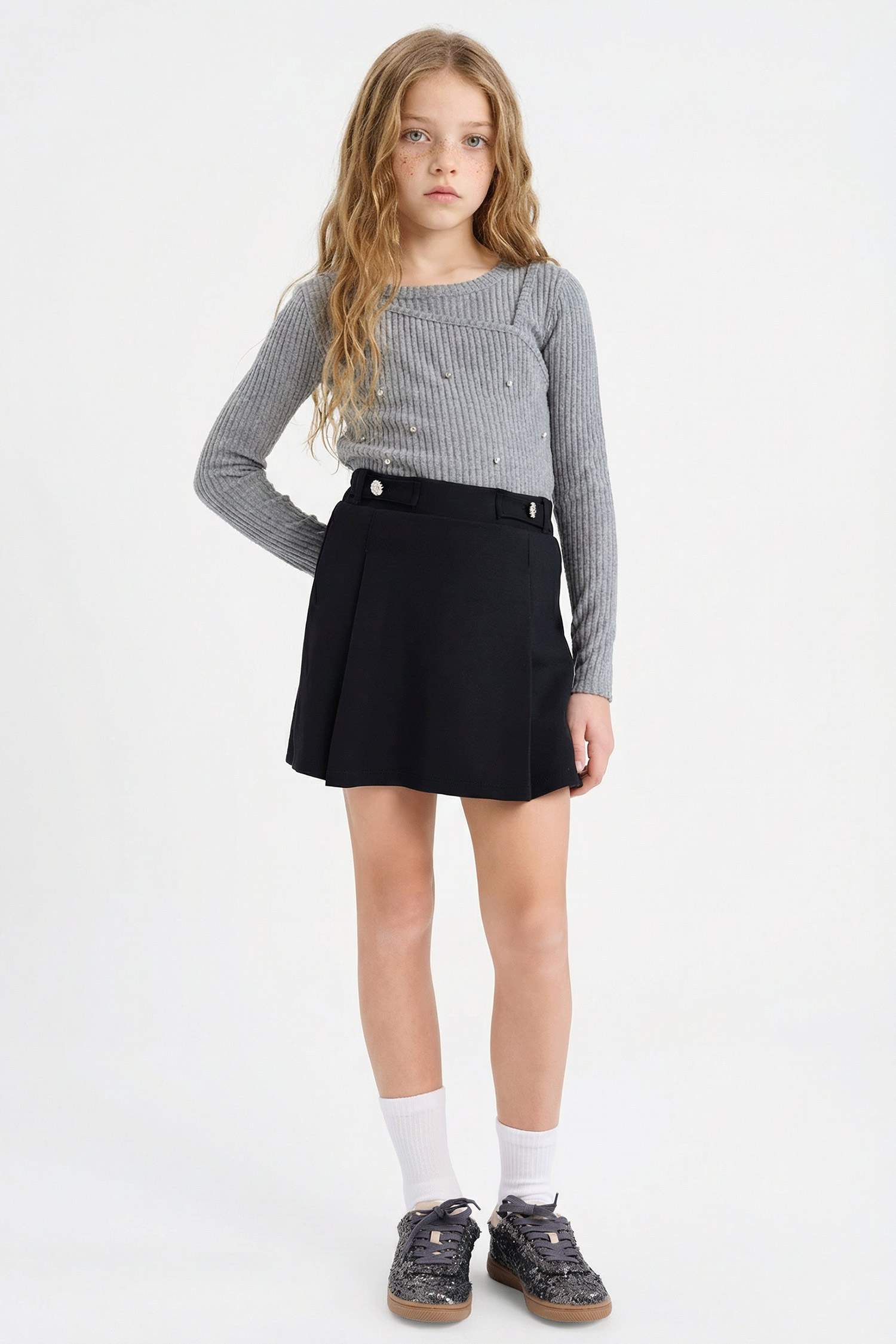 Kız Çocuk Pileli Şort Etek