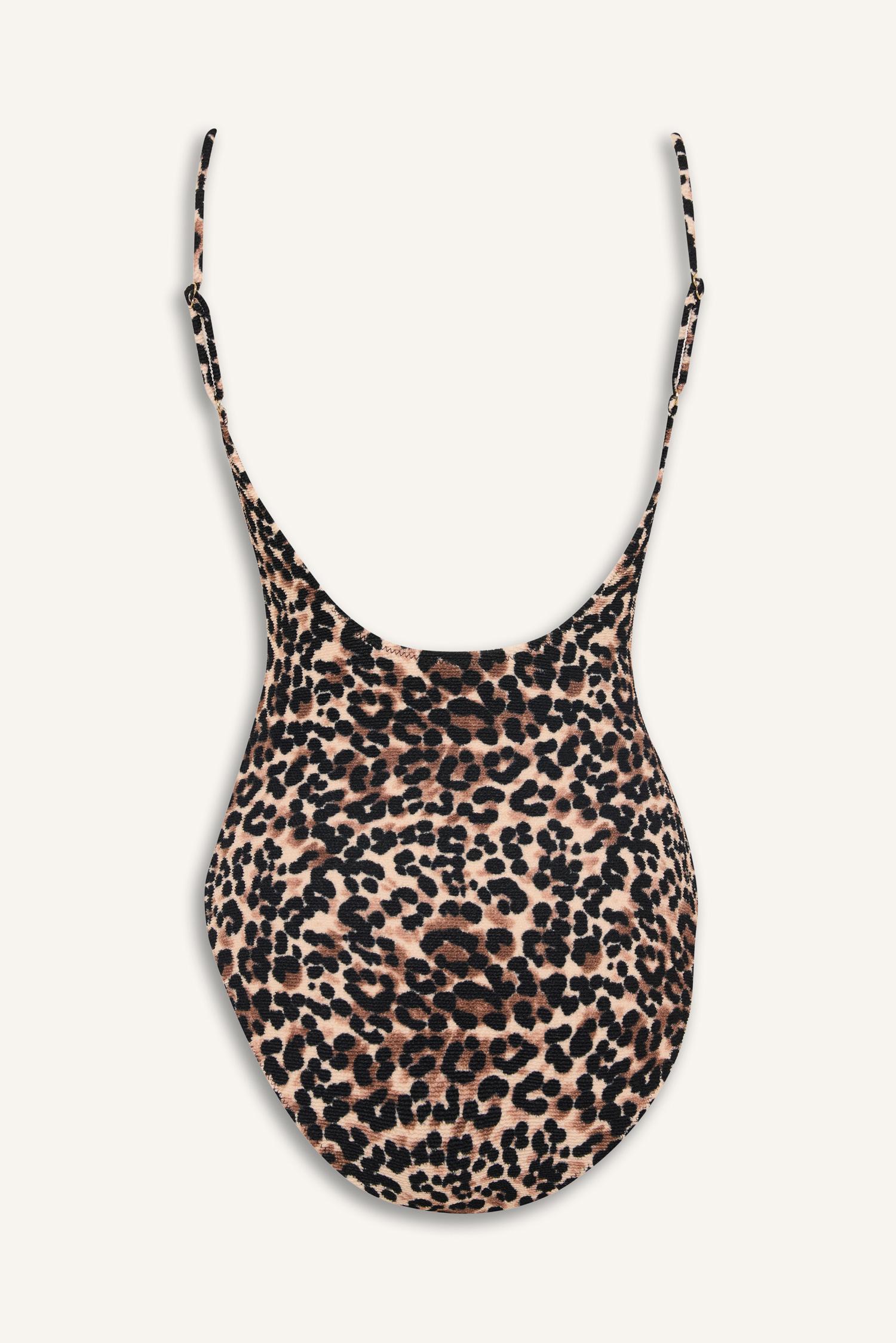 DeFacto Regular Fit Kırışık Dokulu Leopar Desenli Mayo görsel 7