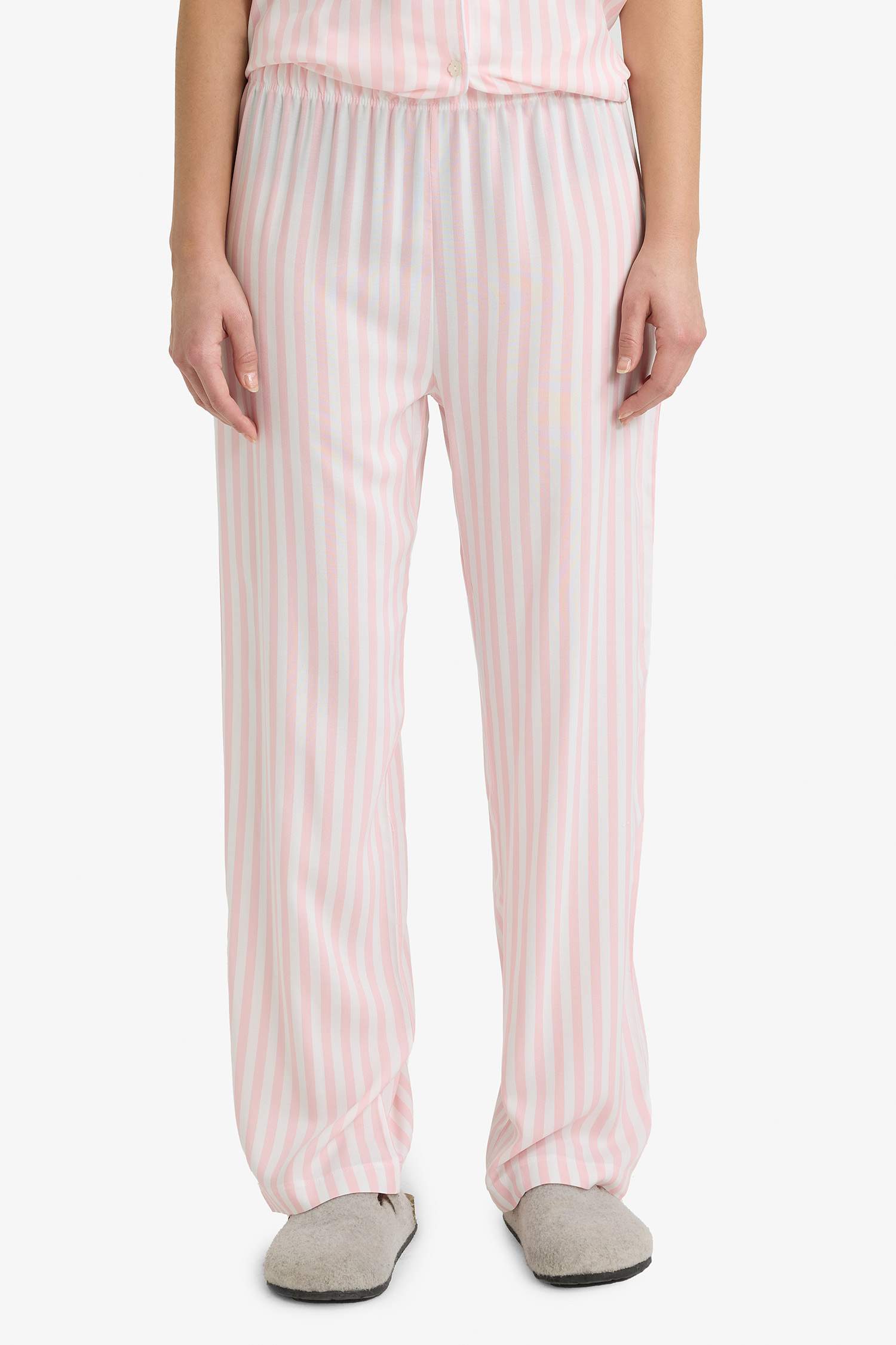 Regular Fit Striped Top Bottom 2 Piece Pajama Set