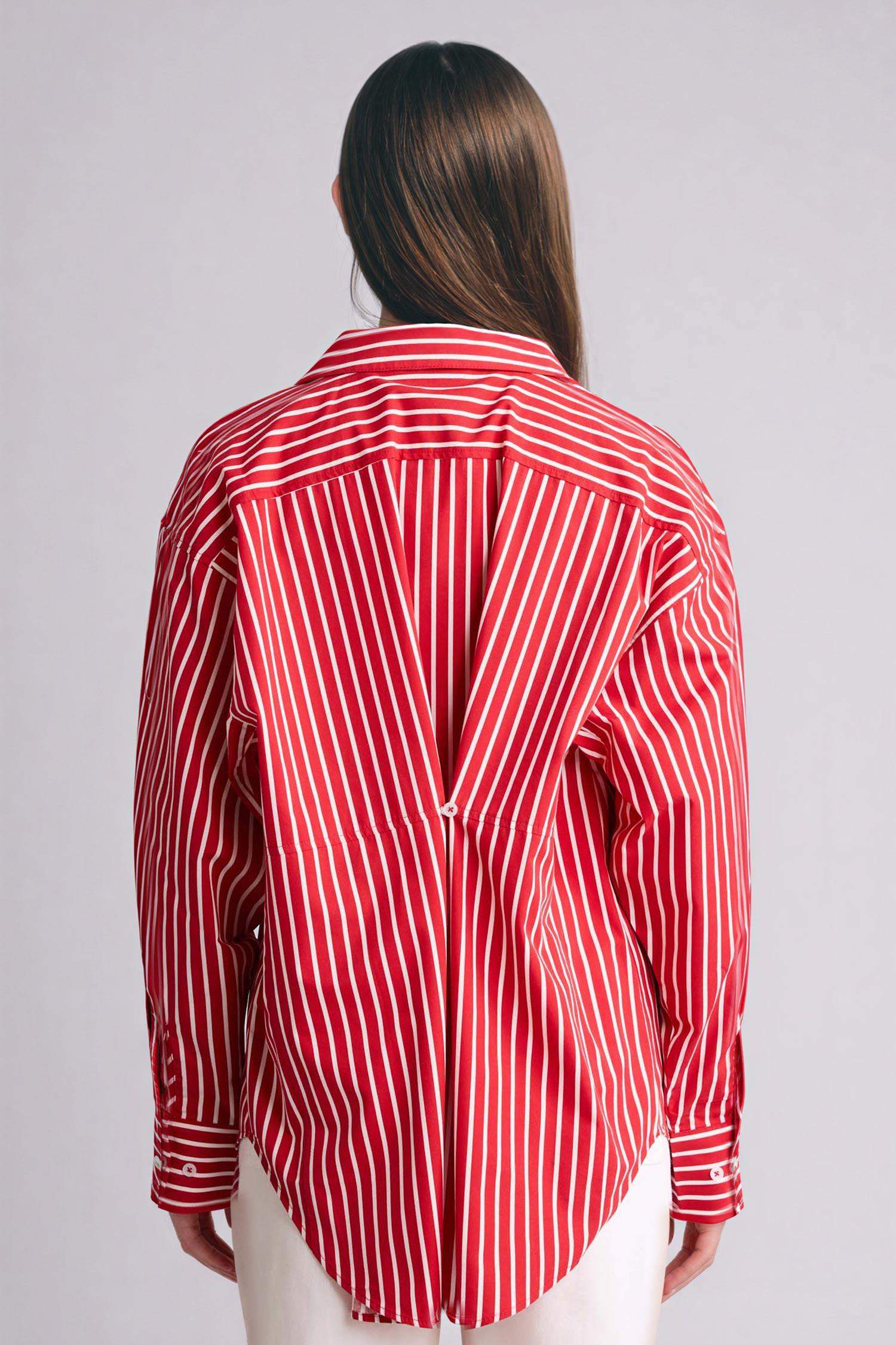 Oversıze Çizgili Poplin Gömlek