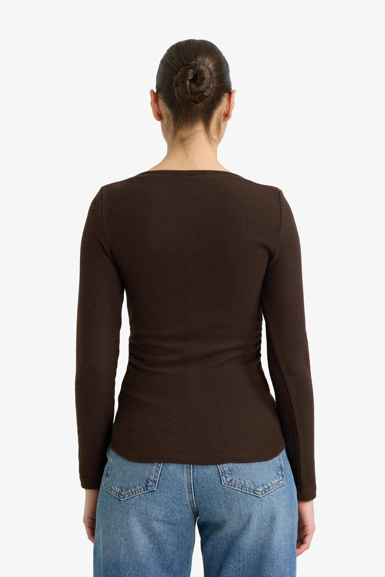 Slim Fit Dar Kesim Yarım Balıkçı Yaka Uzun Kollu Tişört