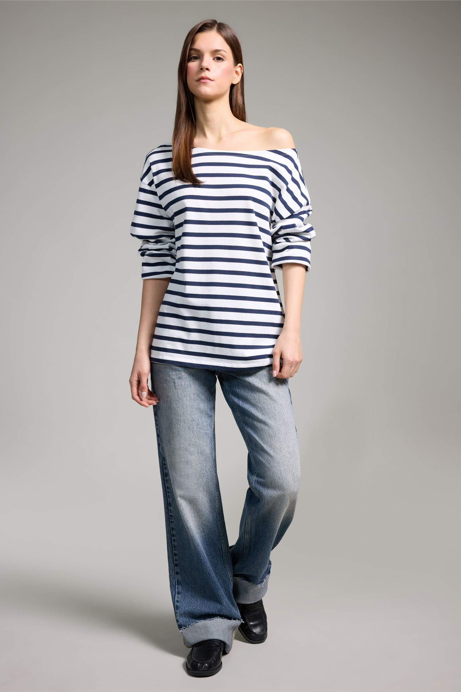 Relax Fıt Kayık Yaka Premium Uzun Kollu Tişört