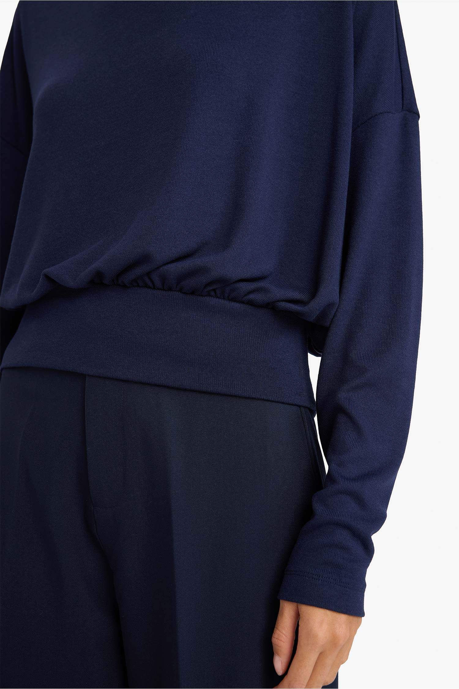 Loose Fit Kayık Yaka Uzun Kollu Tişört