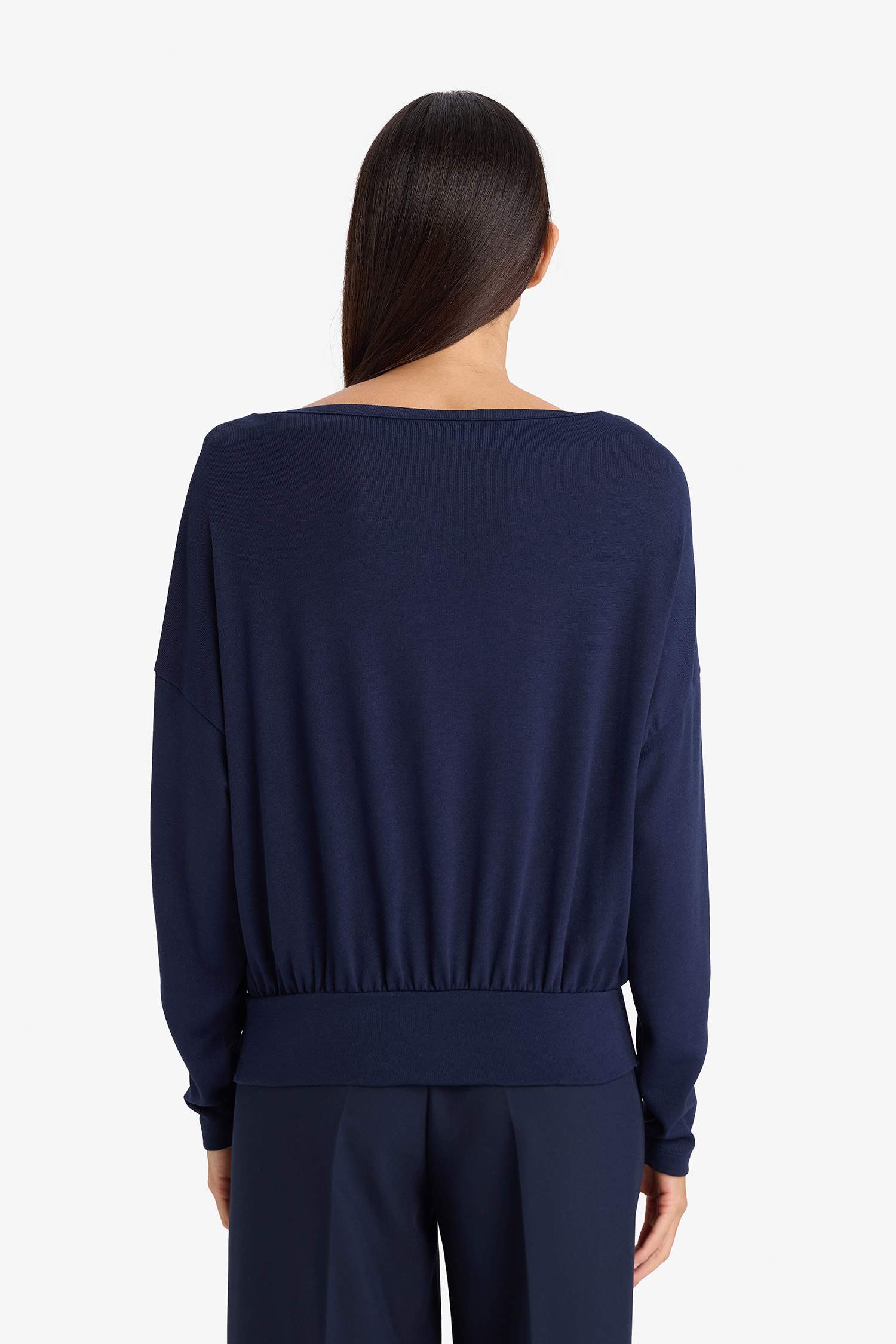 Loose Fit Kayık Yaka Uzun Kollu Tişört