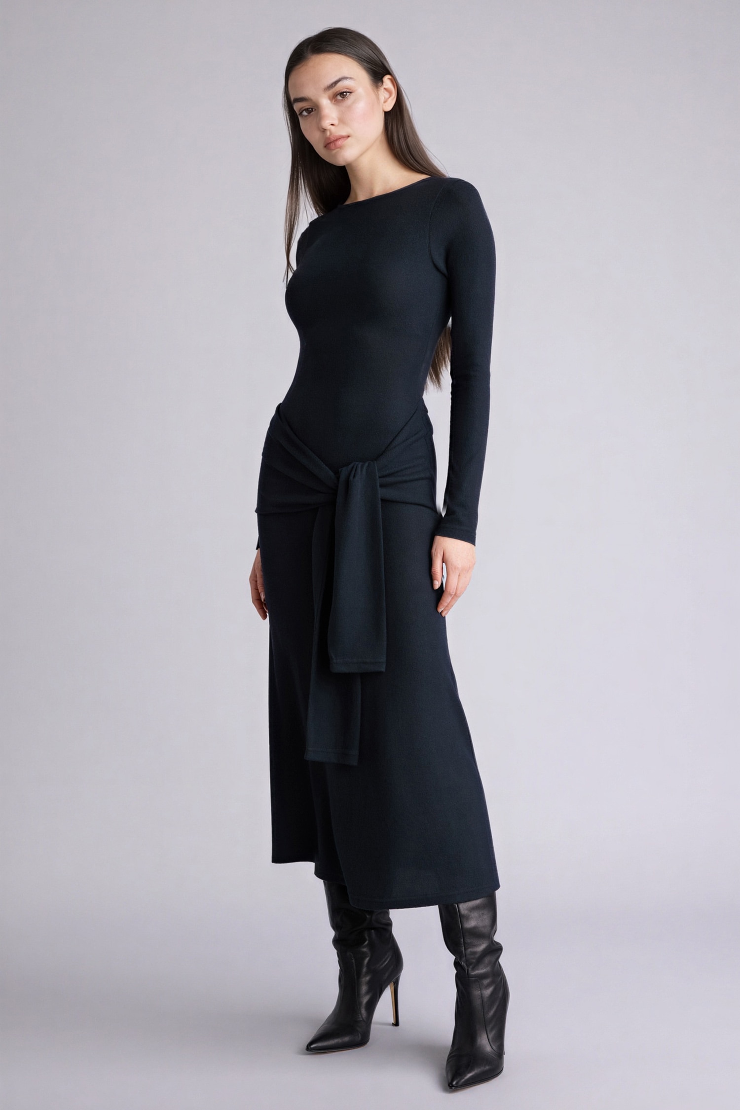 DeFacto Bodycon Vücudu Saran Penye Midi Elbise görsel 3