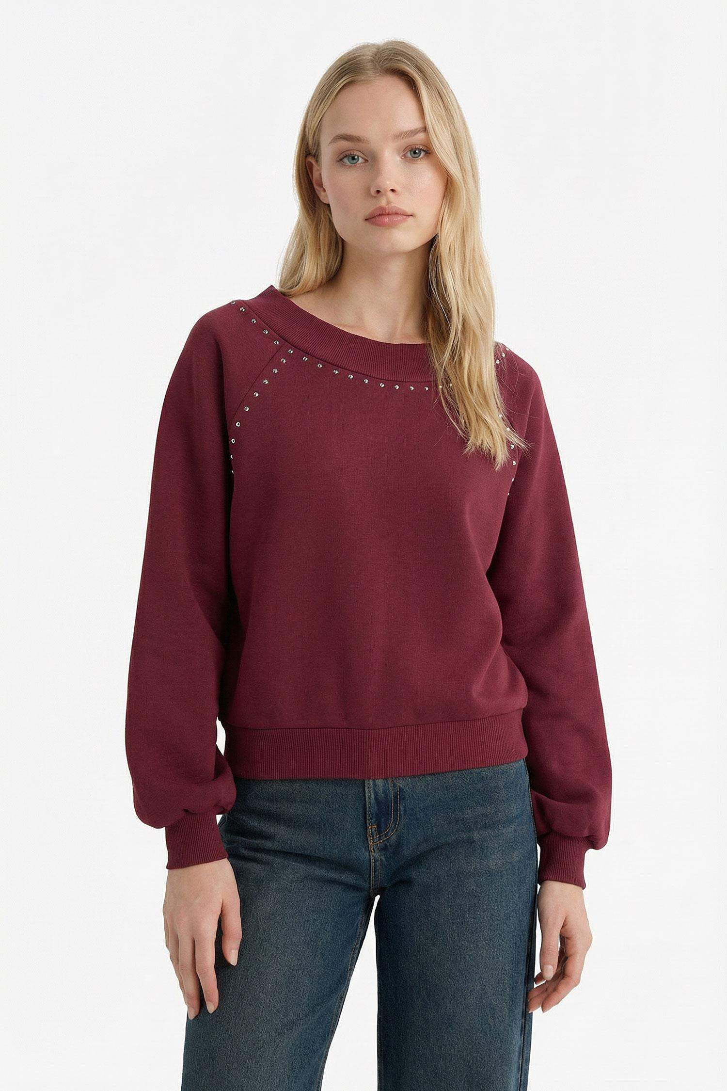 Oversize Geniş Kalıp Açık Omuz Kalın Kumaş Sweatshirt