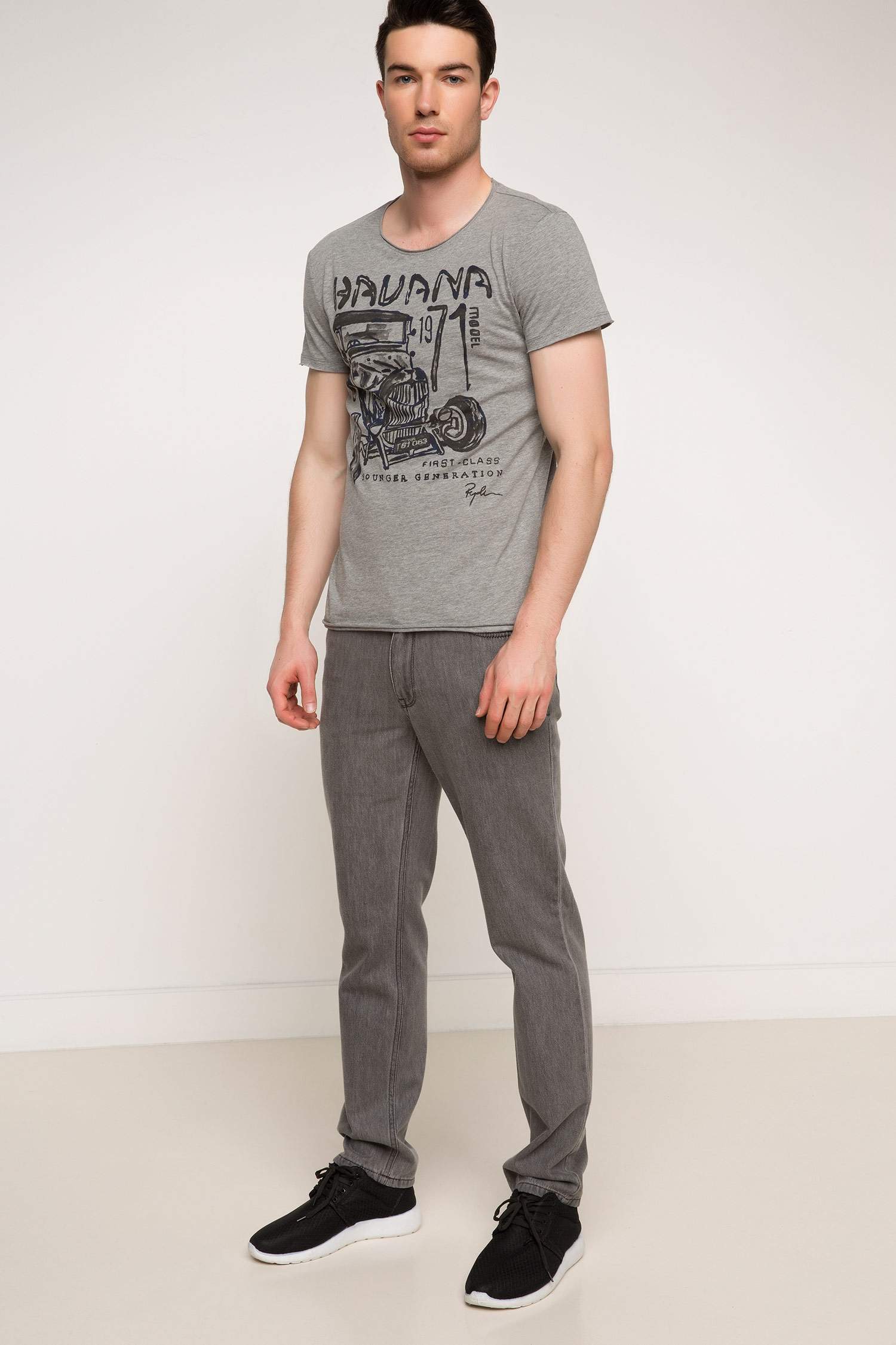 Defacto Klasik Araba Baskılı T-shirt. 2