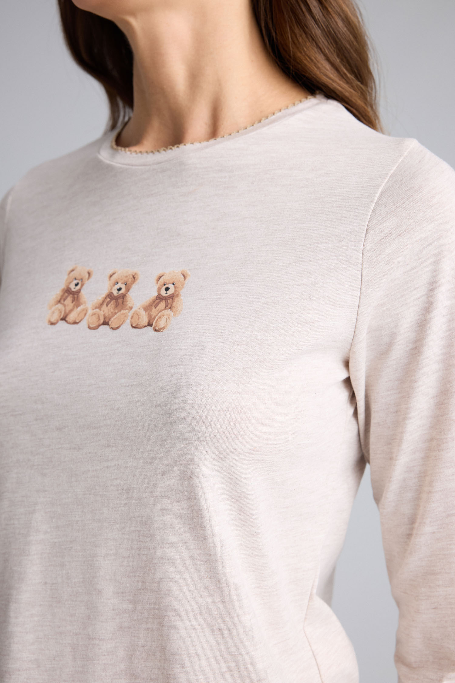 DeFacto Regular Fıt Ayıcıklı Uzun Kollu 2'li Pijama Takımı görsel 4