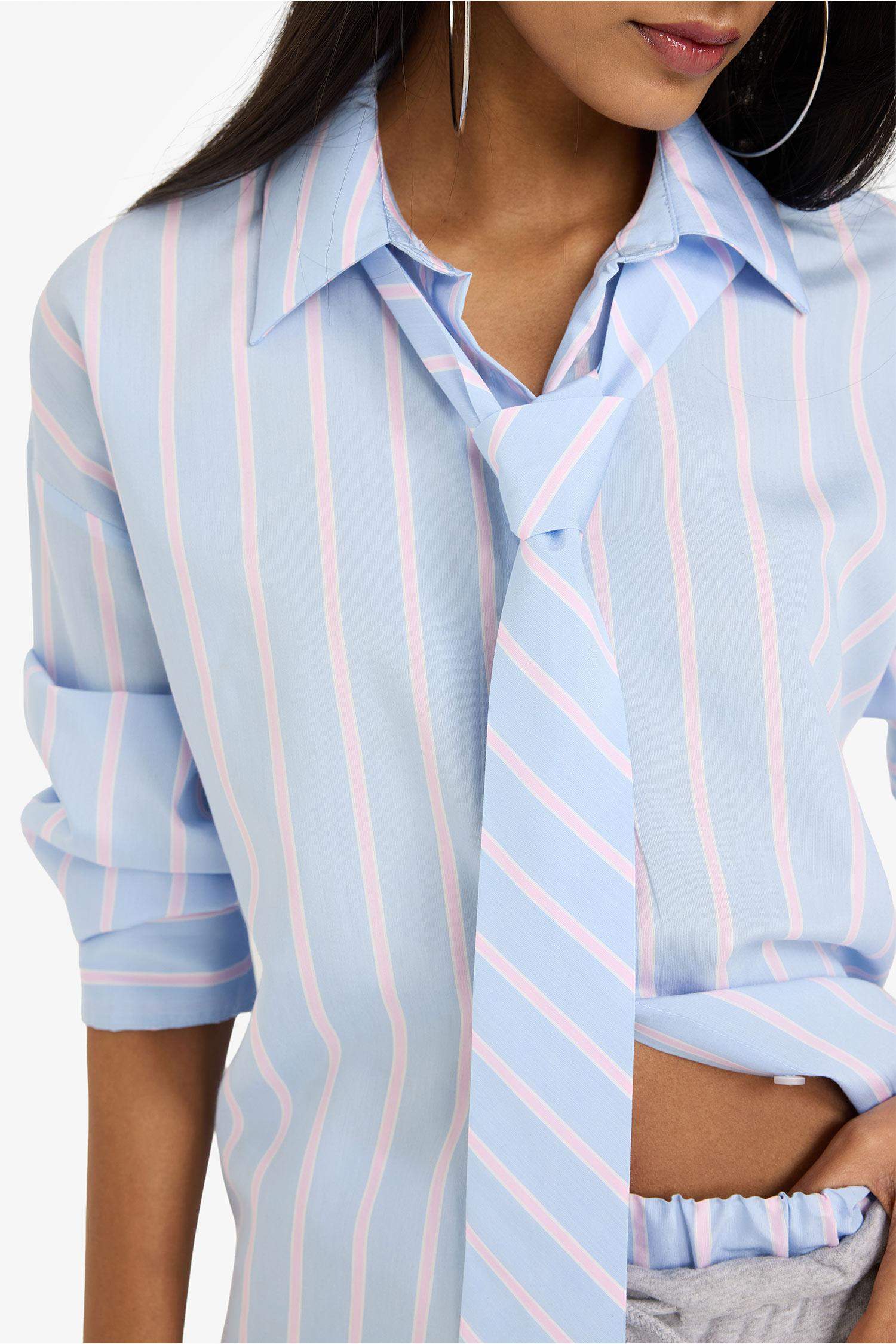 Oversize Fit Shirt Collar Long Sleeve Shirt