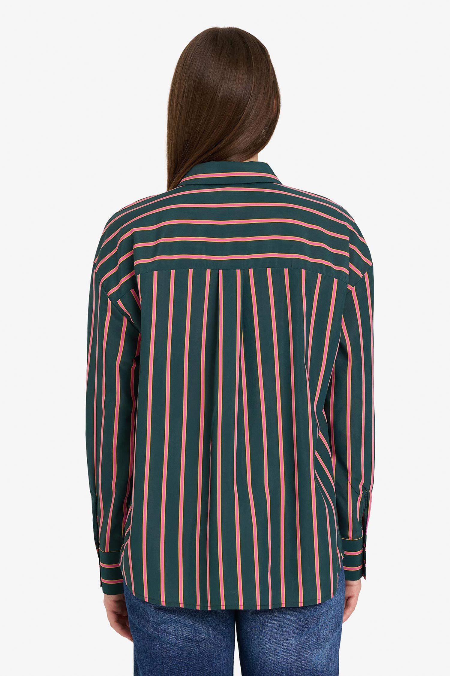 Oversize галстук бөлшегі бар жолақты жейде