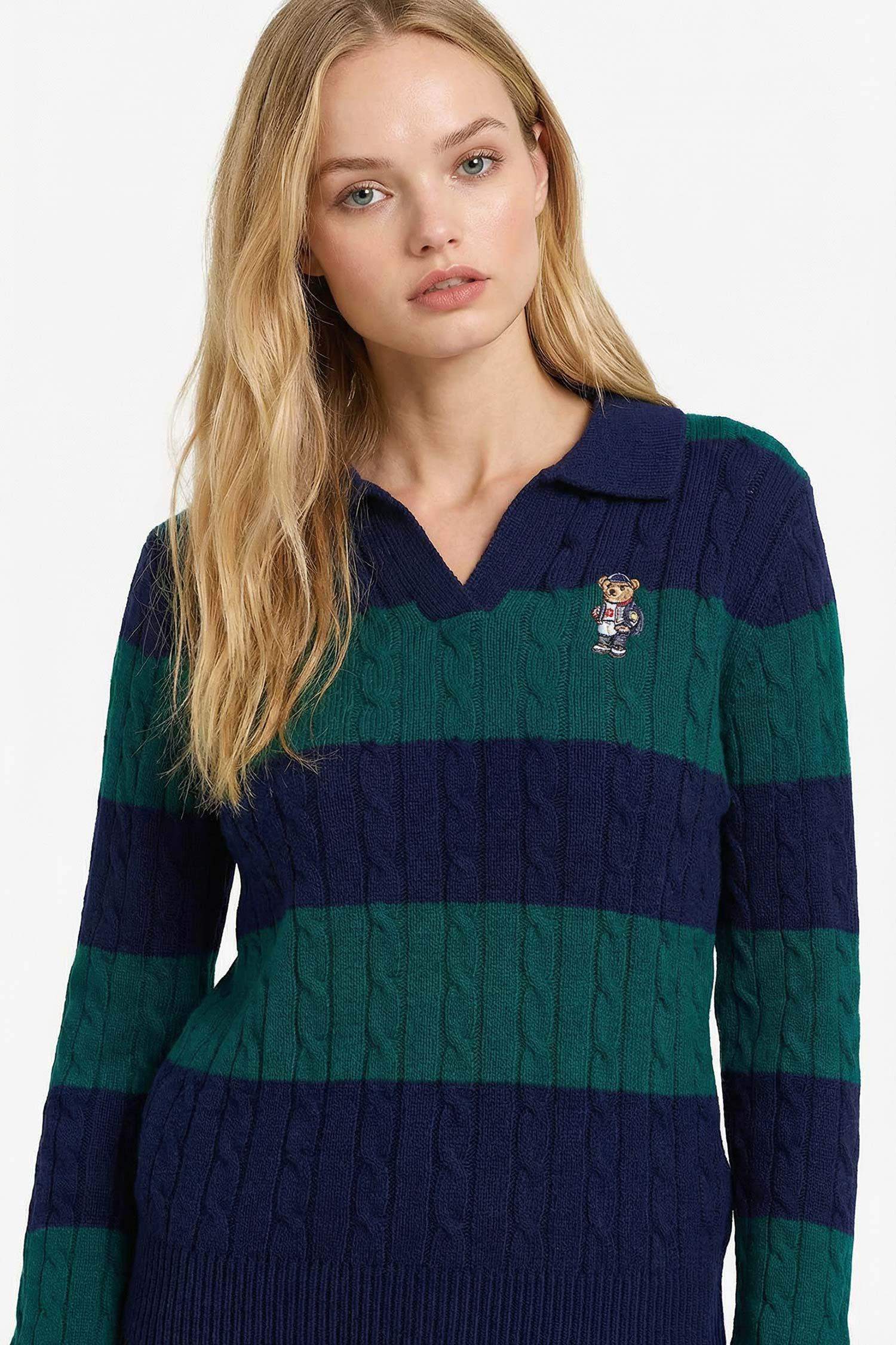 Свитер в полоску Regular Fit с воротником поло