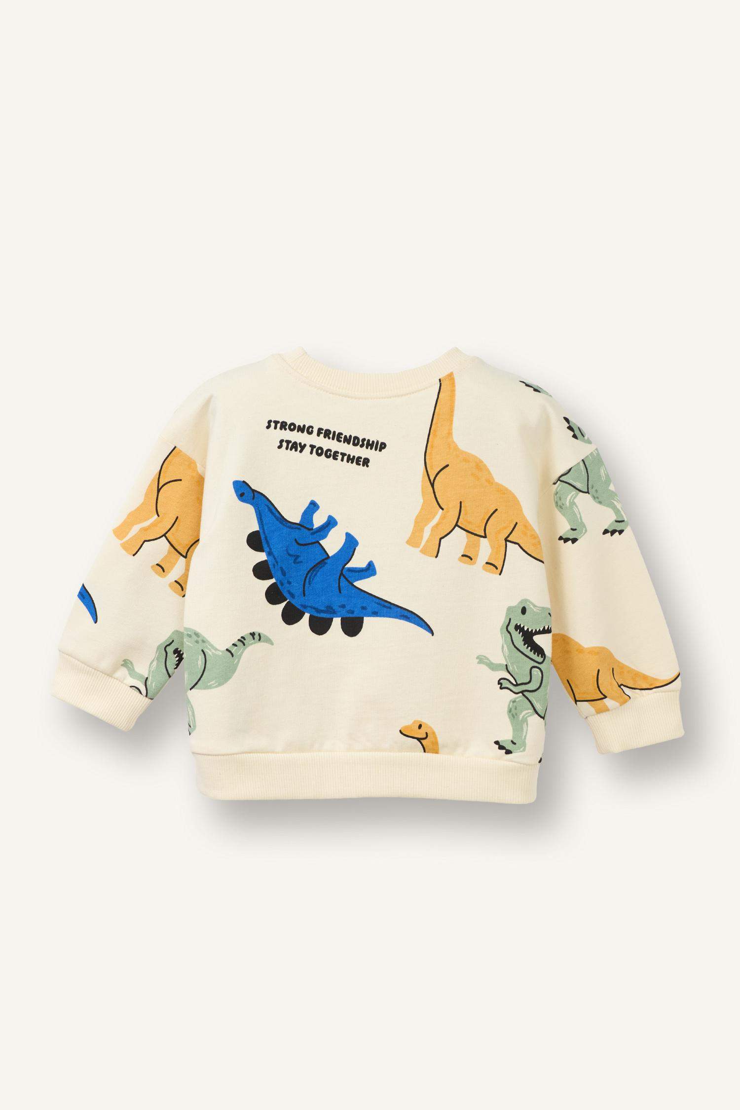 Dinozor Desenli Sweatshirt Erkek Bebek