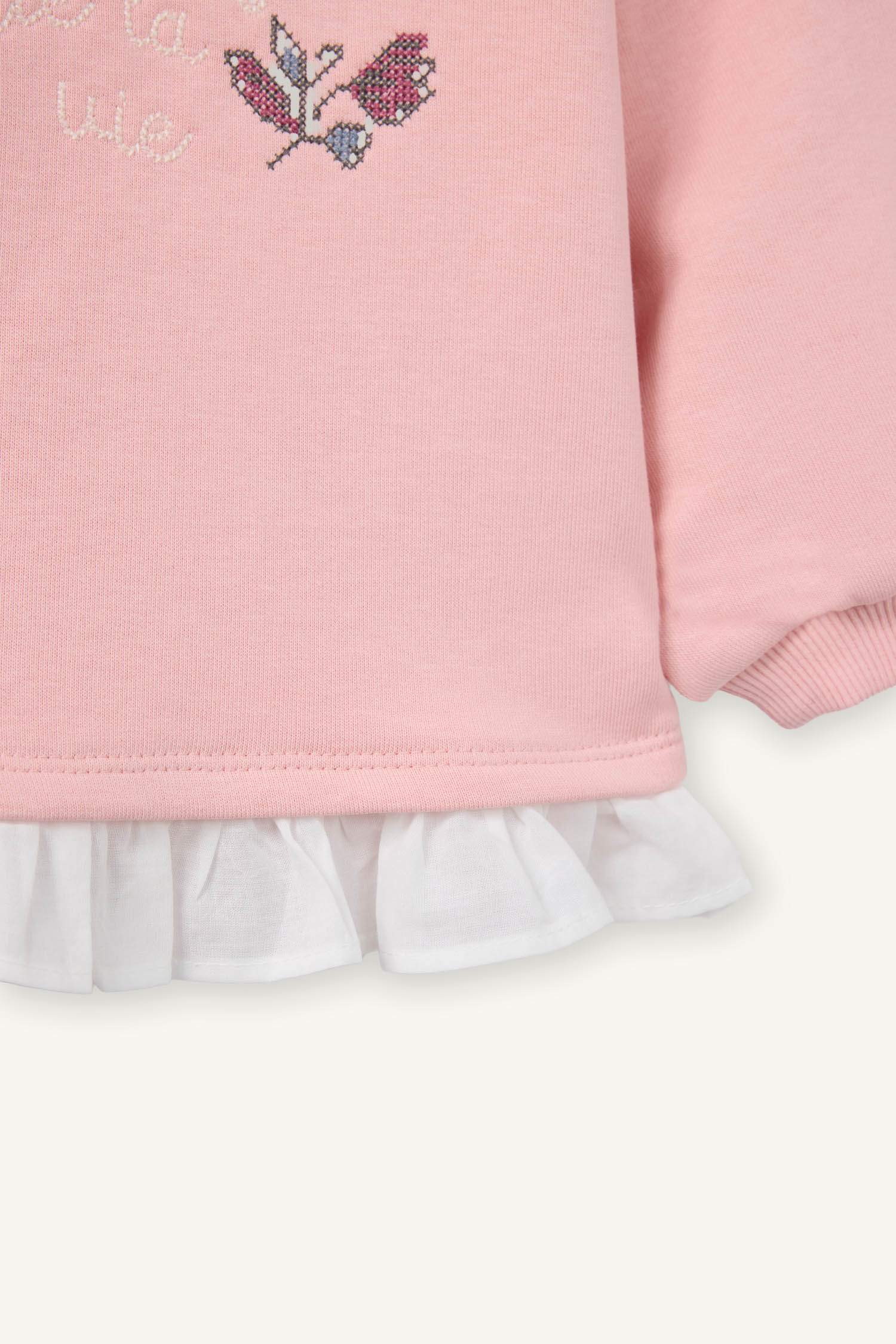 سويت شيرت بيبي بناتي فلورال قصة عادية بياخة مستديرة