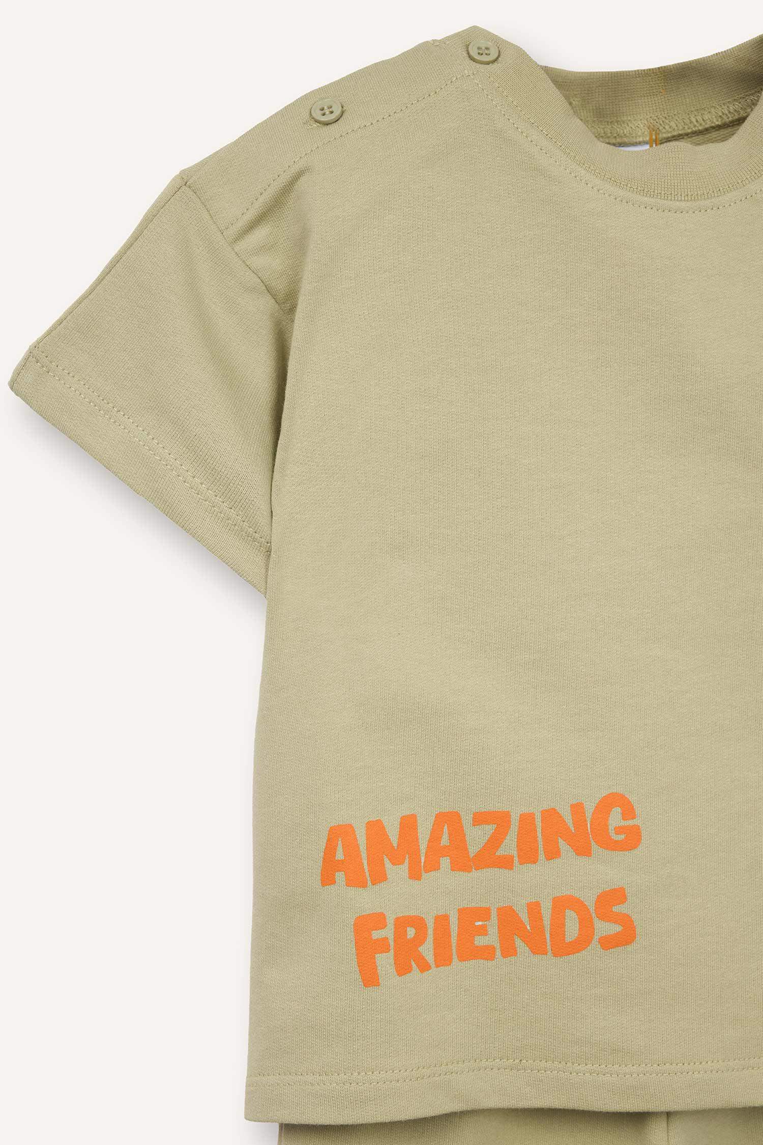 2'li Takım Dinozor Baskılı Sweatshirt Alt Erkek Bebek