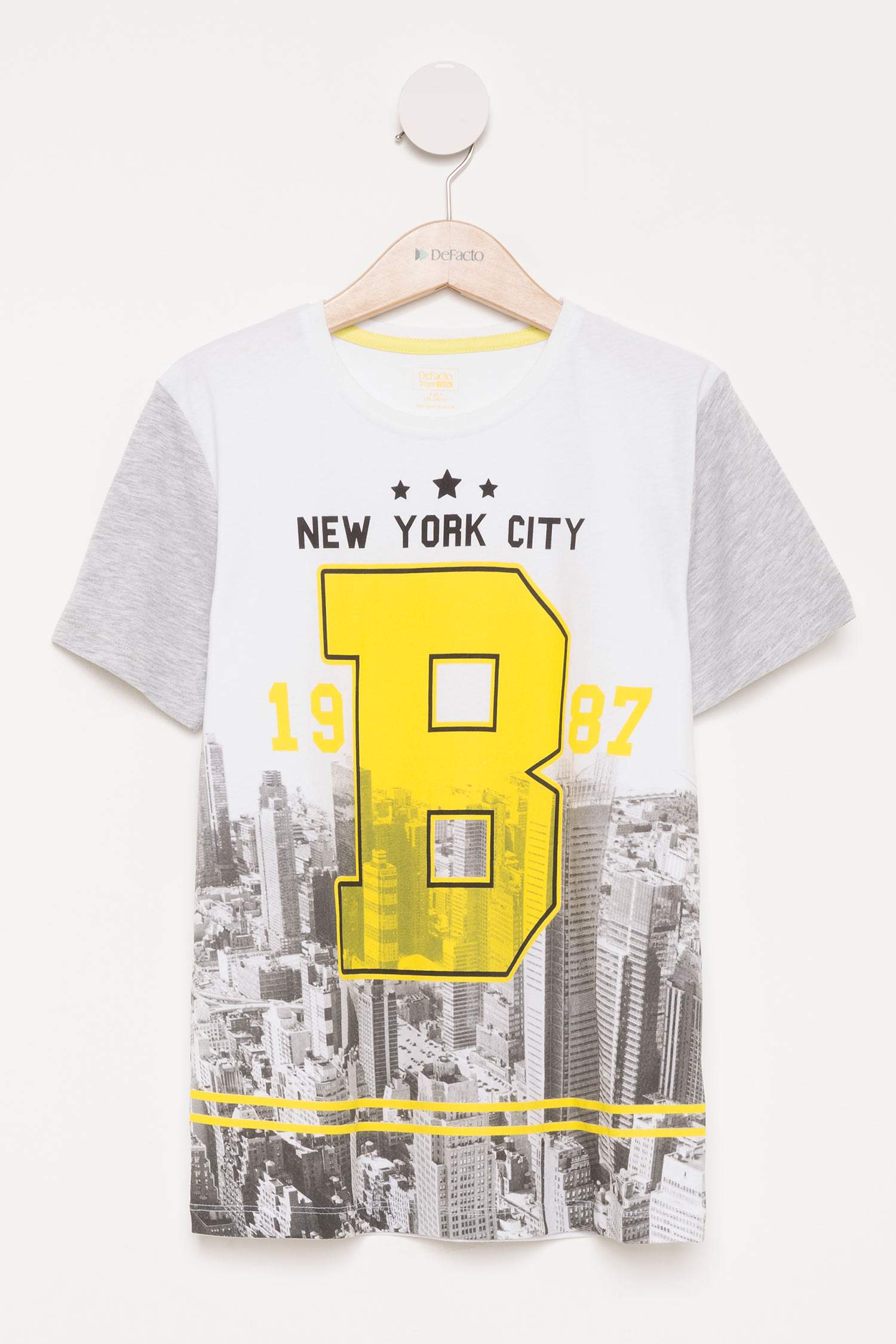 Defacto Renk Değiştiren Baskılı Genç Erkek T-shirt. 1