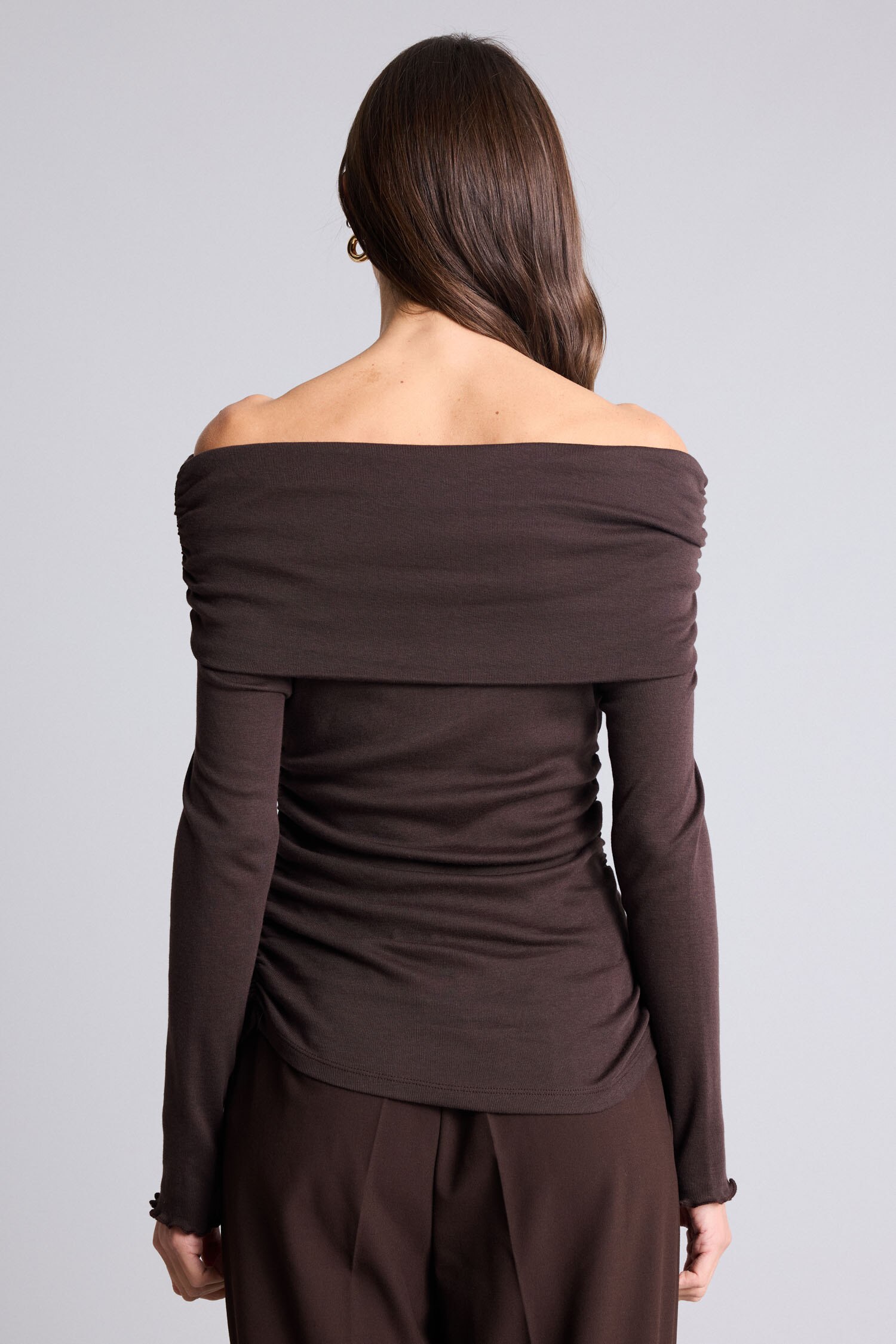 DeFacto Slim Fit Omzu Açık Ribana Tişört görsel 5