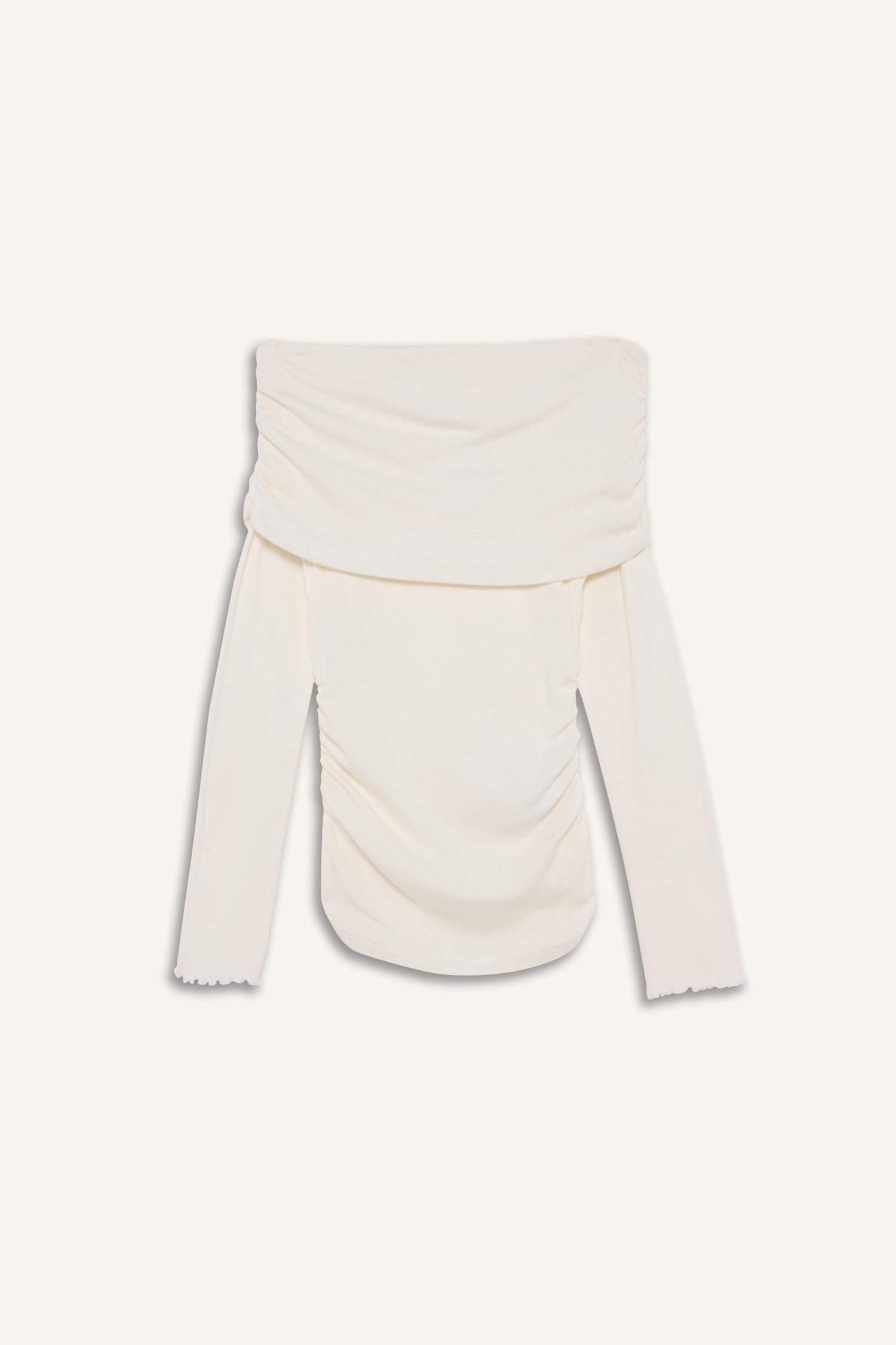 Футболка в рубчик Slim Fit с открытыми плечами