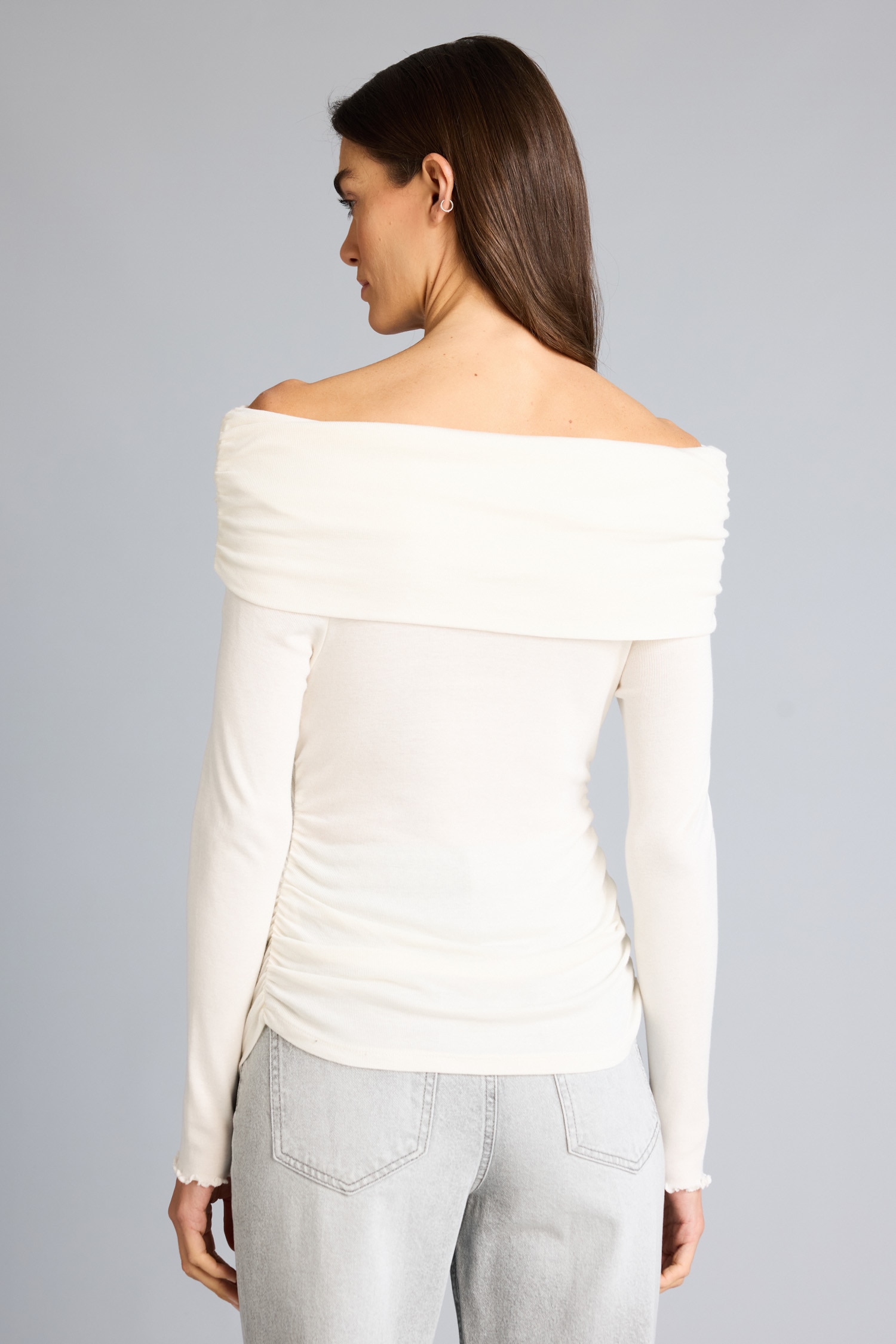 DeFacto Slim Fit Omzu Açık Ribana Tişört görsel 8