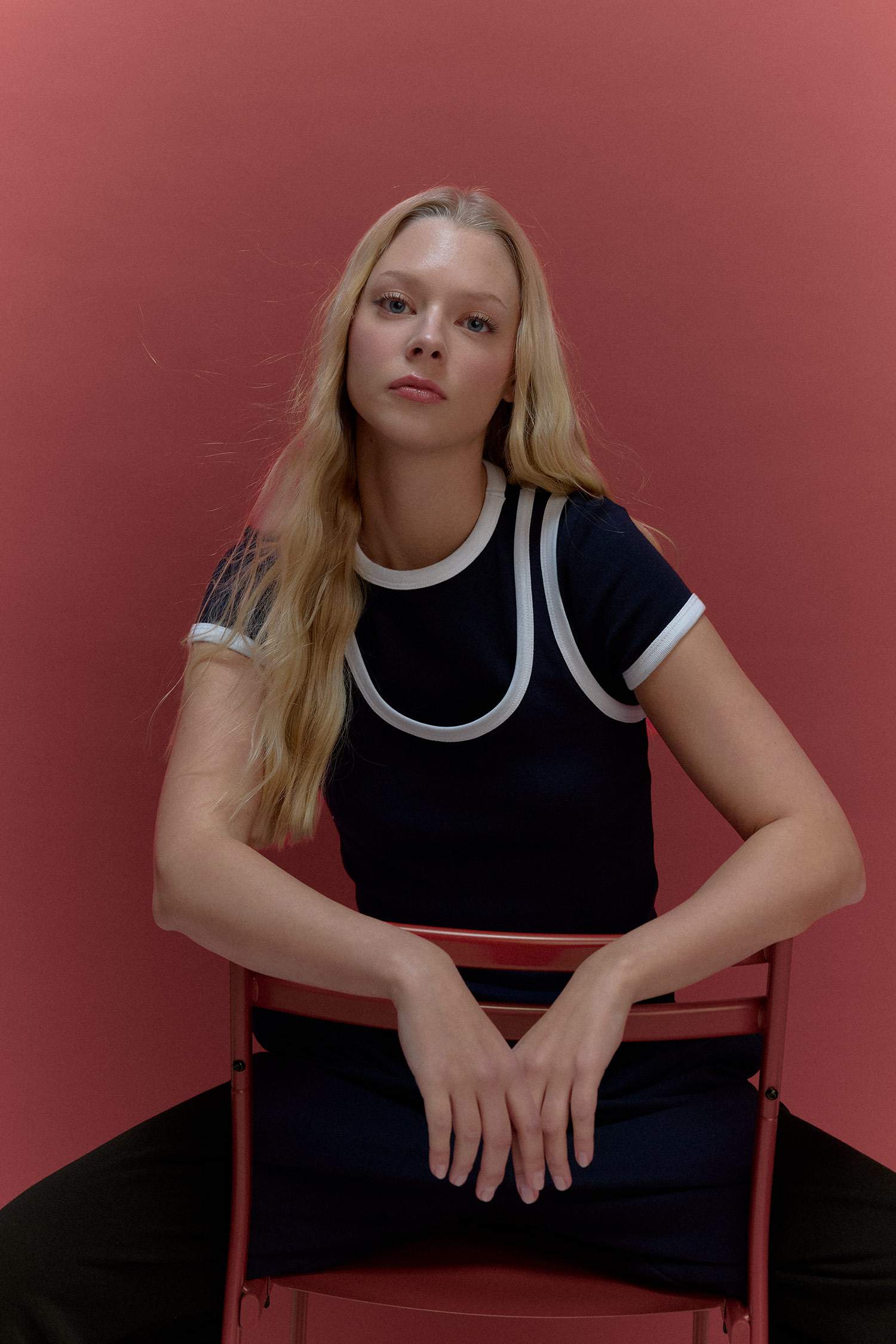 Fitted U-пішінді жағалы рибана майка