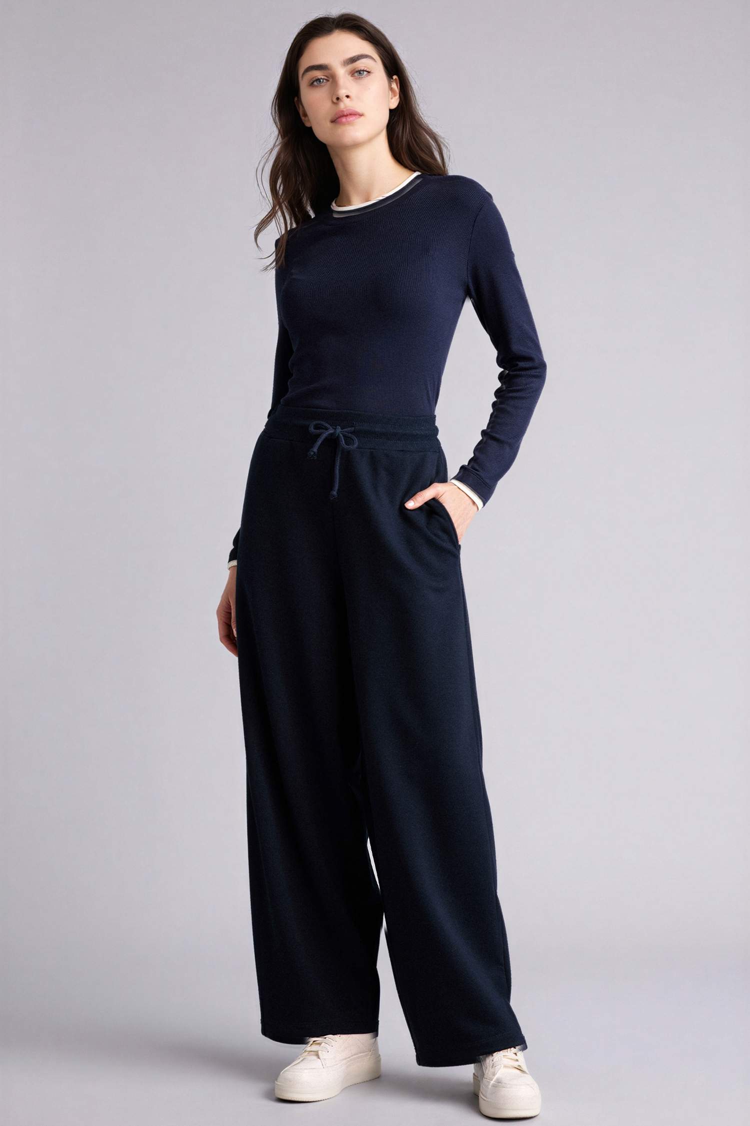 Balloon Fit белі баулы кең балақты спорттық шалбар