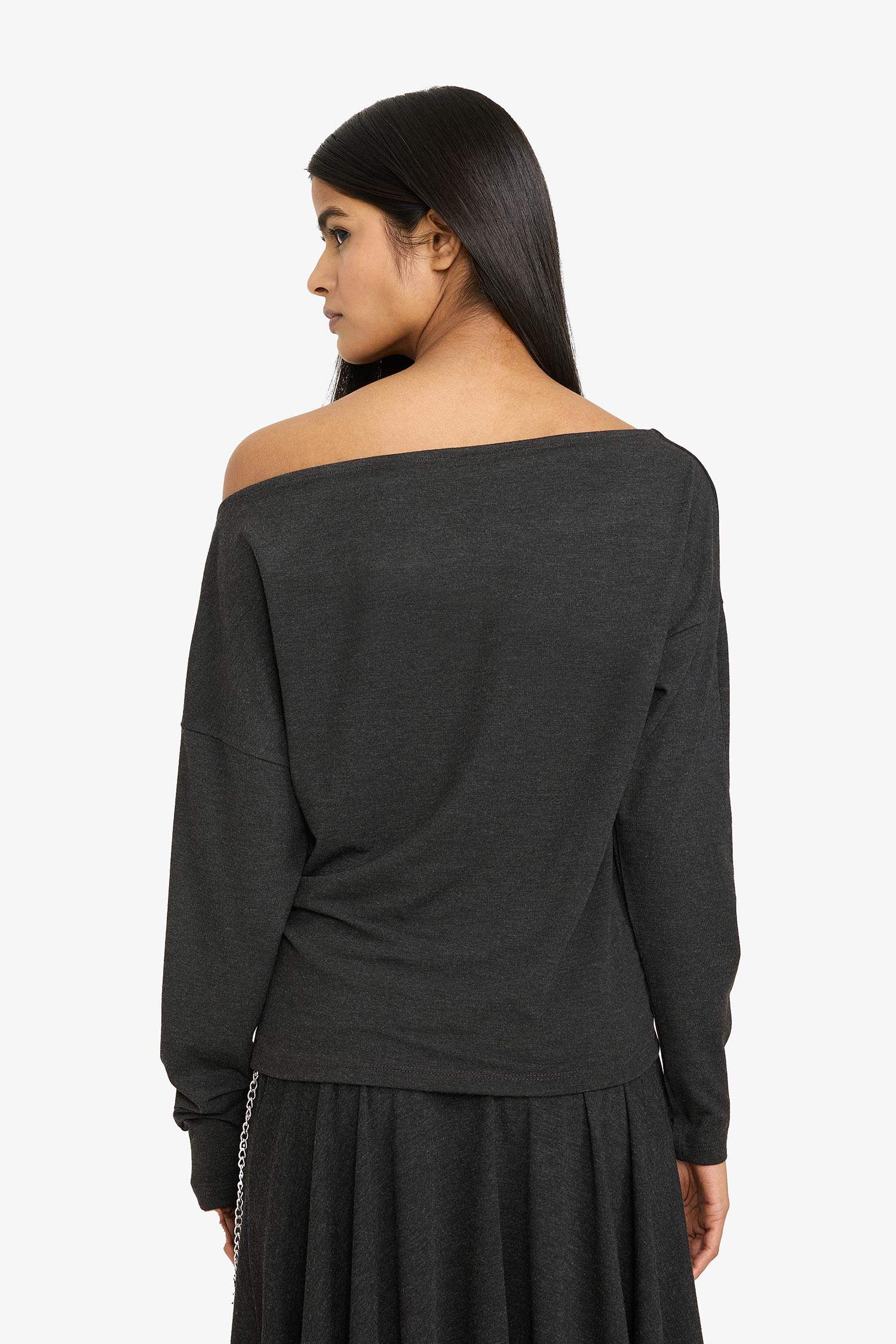 Лонгслив с вырезом лодочкой Loose Fit