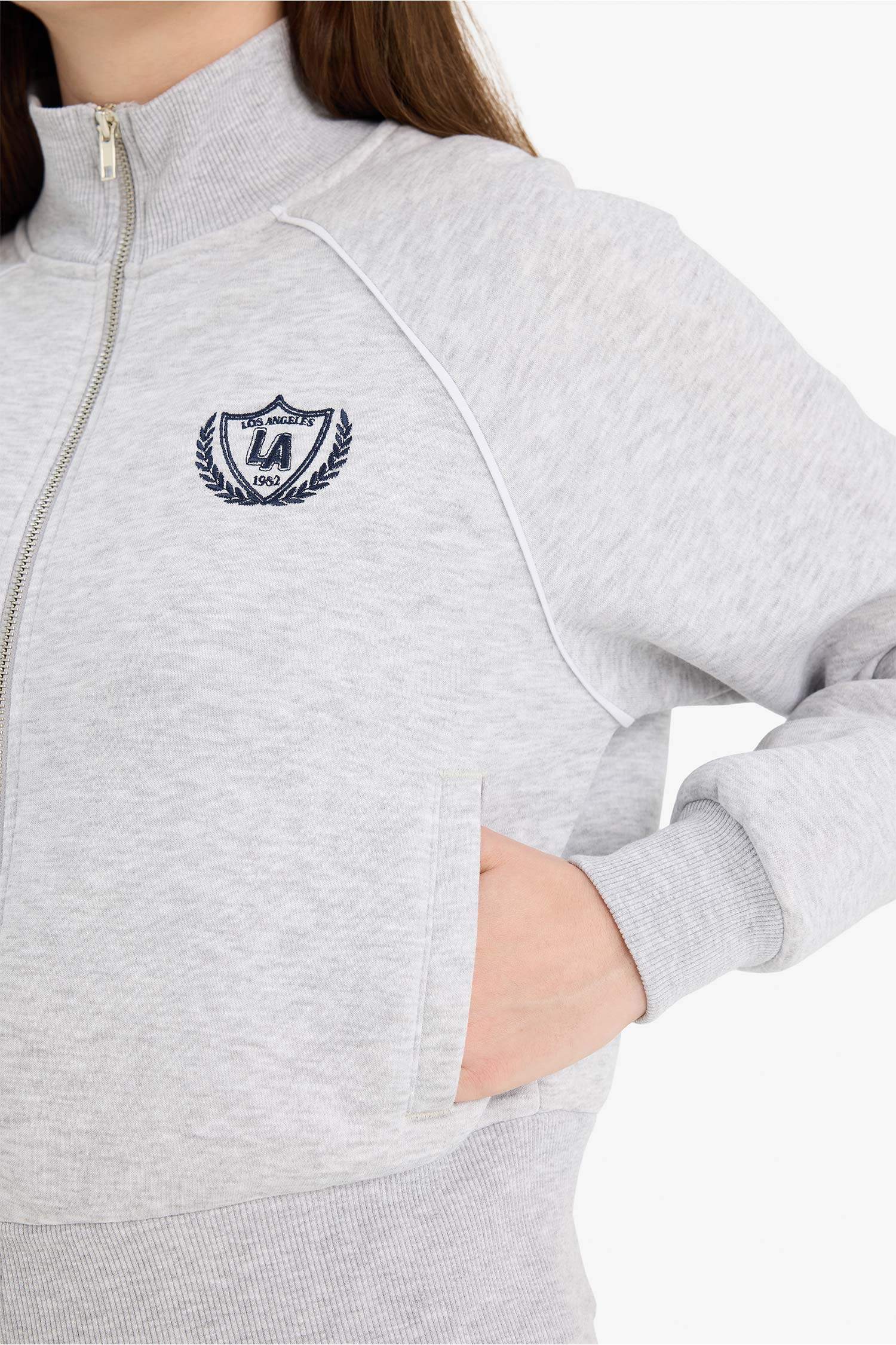 Loose Fıt Baskılı Fermuarlı Sweatshirt