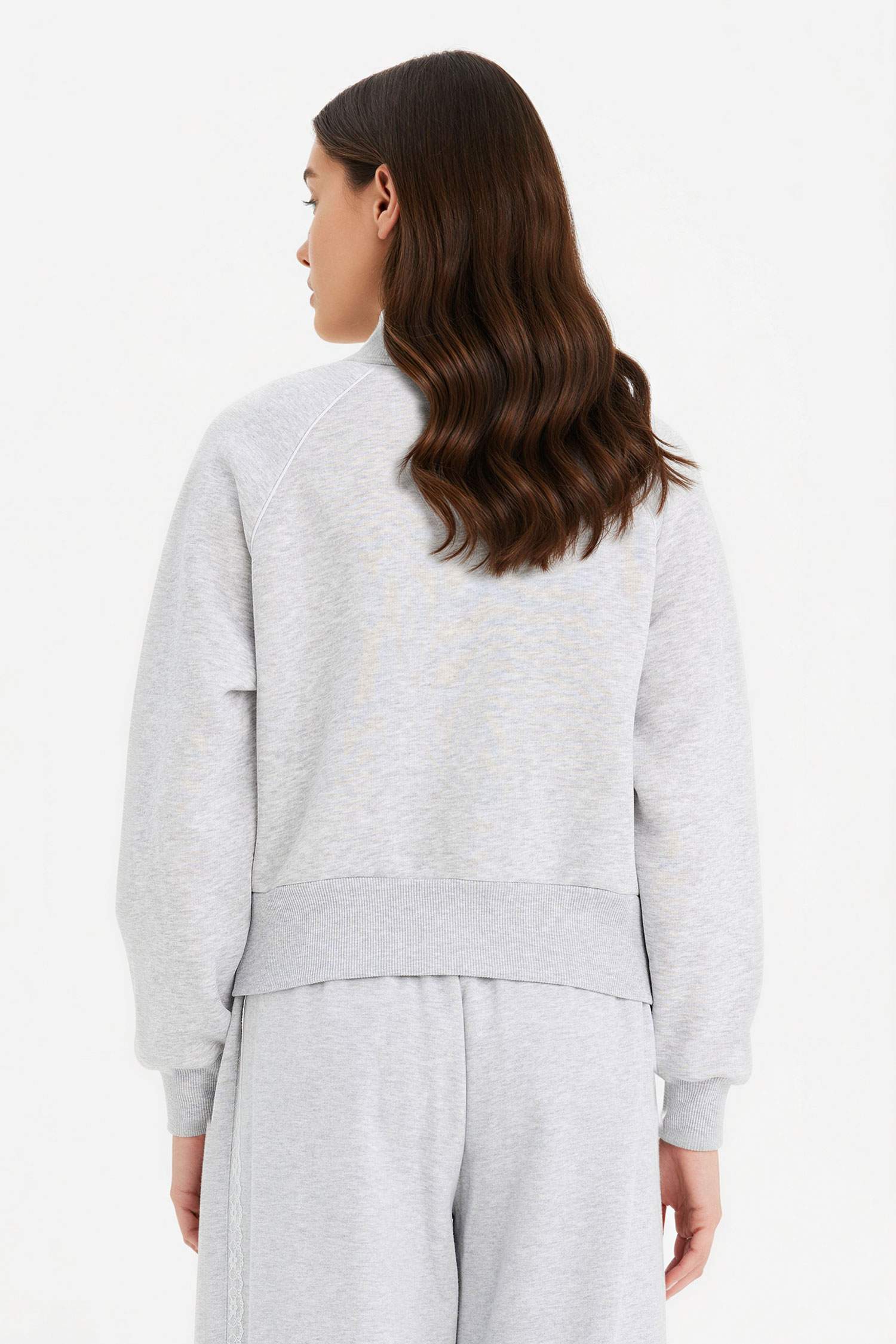 Loose Fıt Baskılı Fermuarlı Sweatshirt