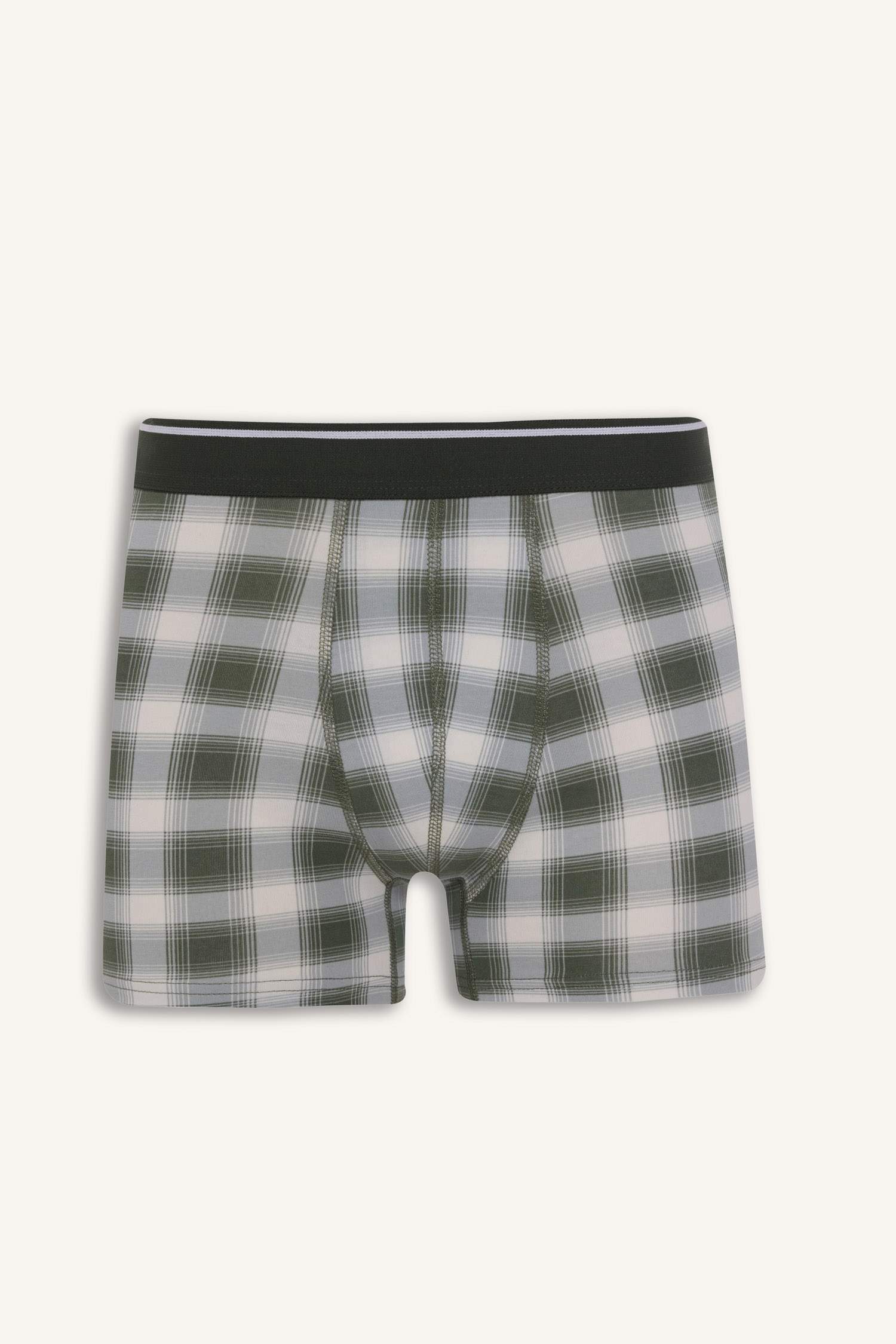 Regular Fıt Kareli 3'lü Boxer