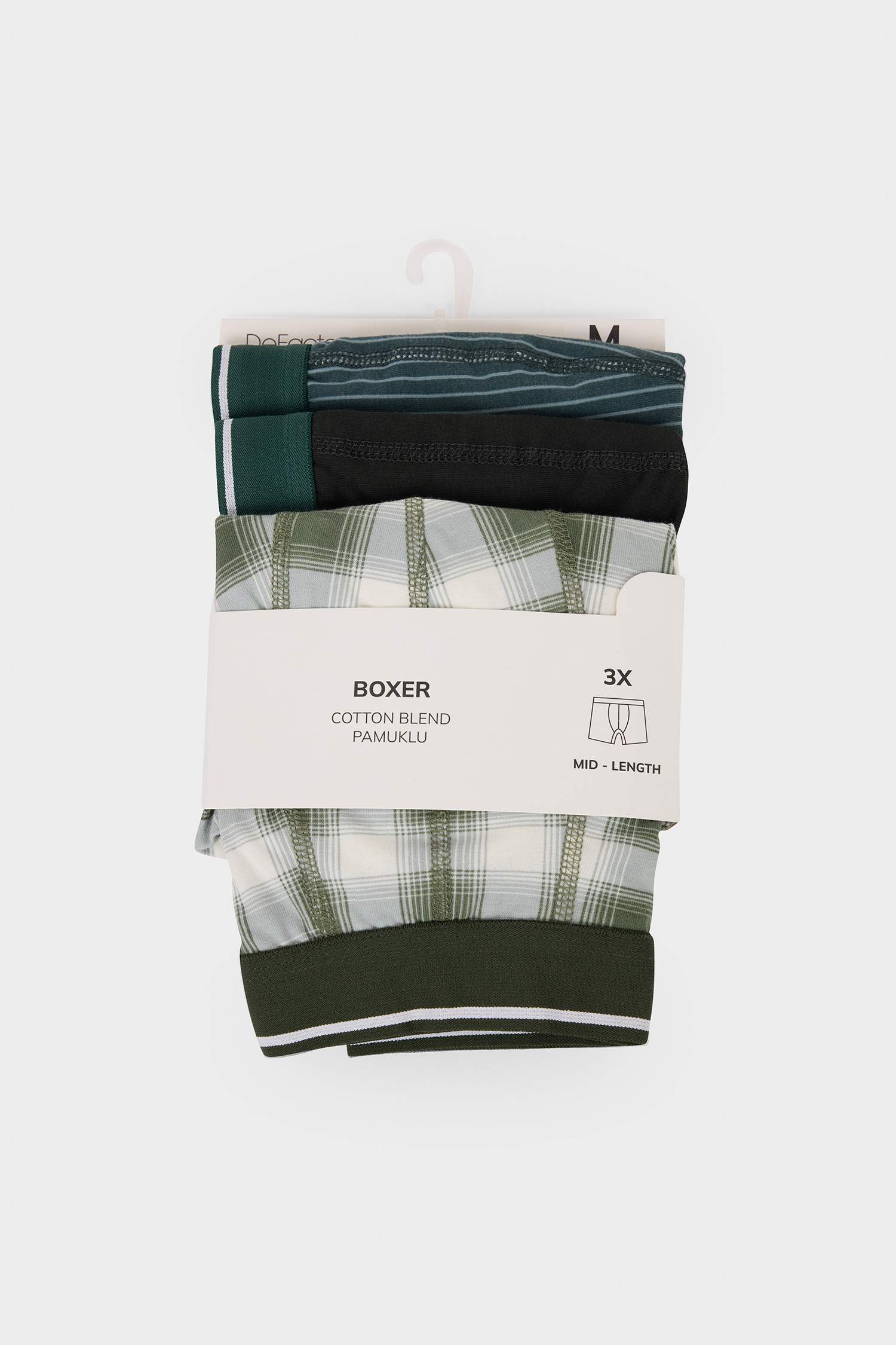 Regular Fıt Kareli 3'lü Boxer