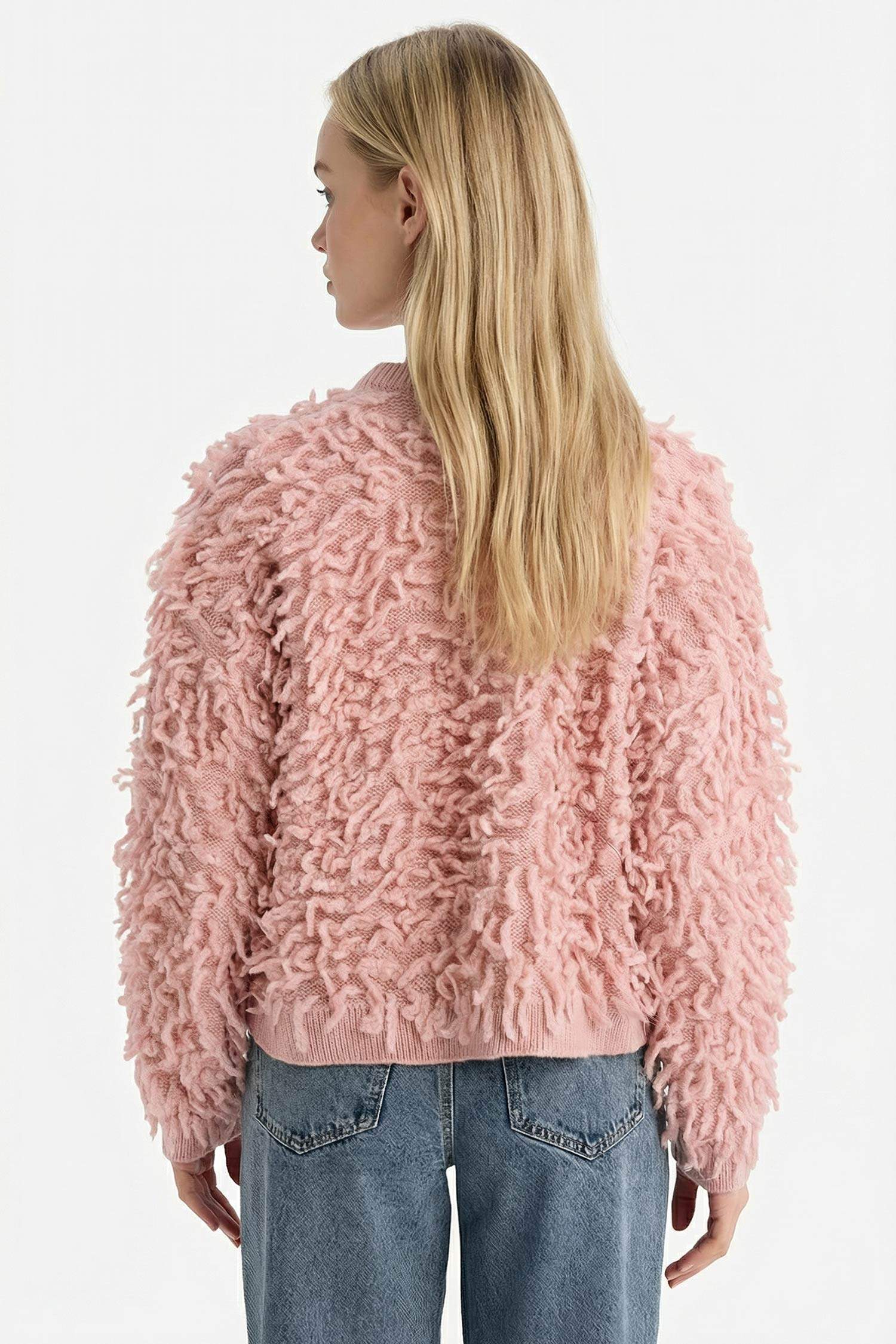 Regular Fit Bisiklet Yaka Püsküllü Triko Kazak