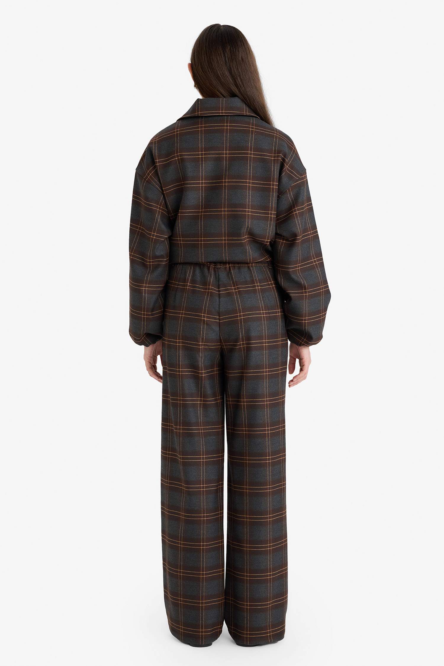 Wide Leg Regular Hem Double Pocket Printed Trousers