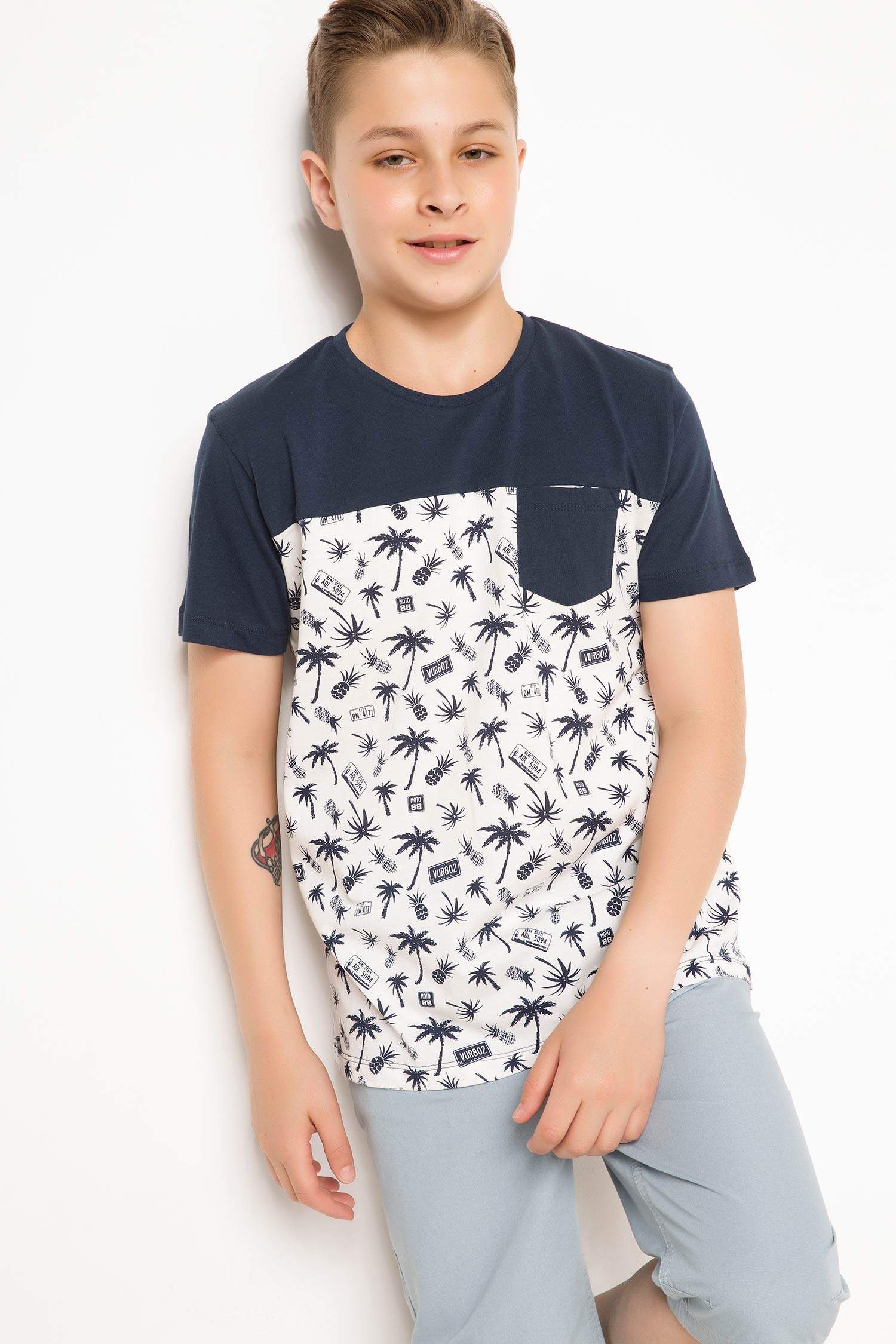 Defacto Baskılı Genç Erkek Organik T-shirt. 1