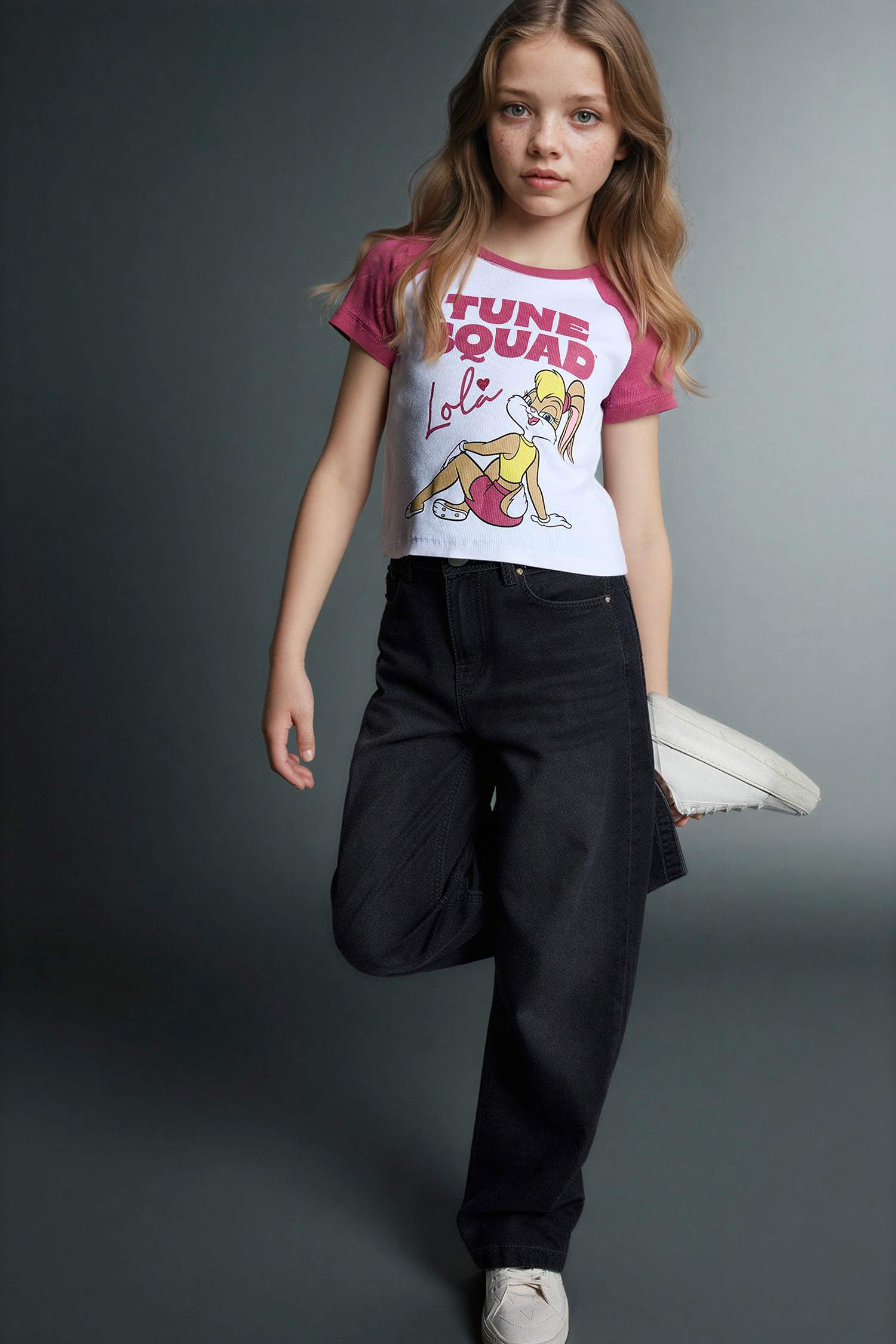 Looney Tunes Cropped Fıt Ribana Tişört Kız Çocuk