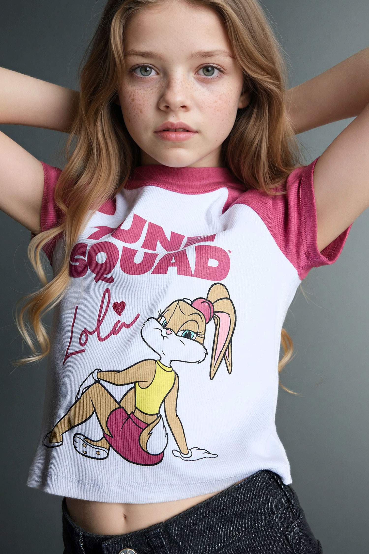 Looney Tunes Cropped Fıt Ribana Tişört Kız Çocuk
