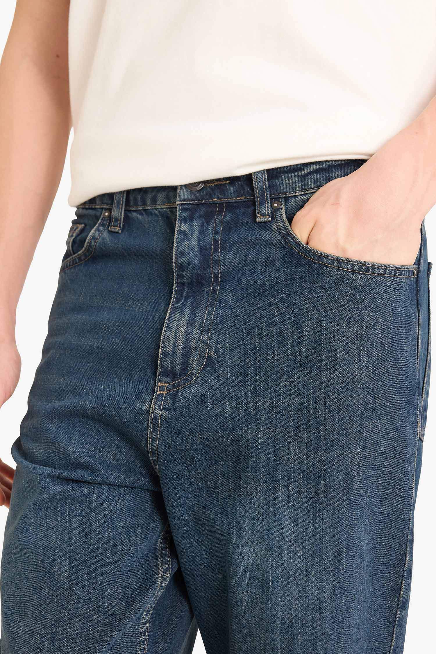 Baggy Fit Düz Paça Jean Pantolon